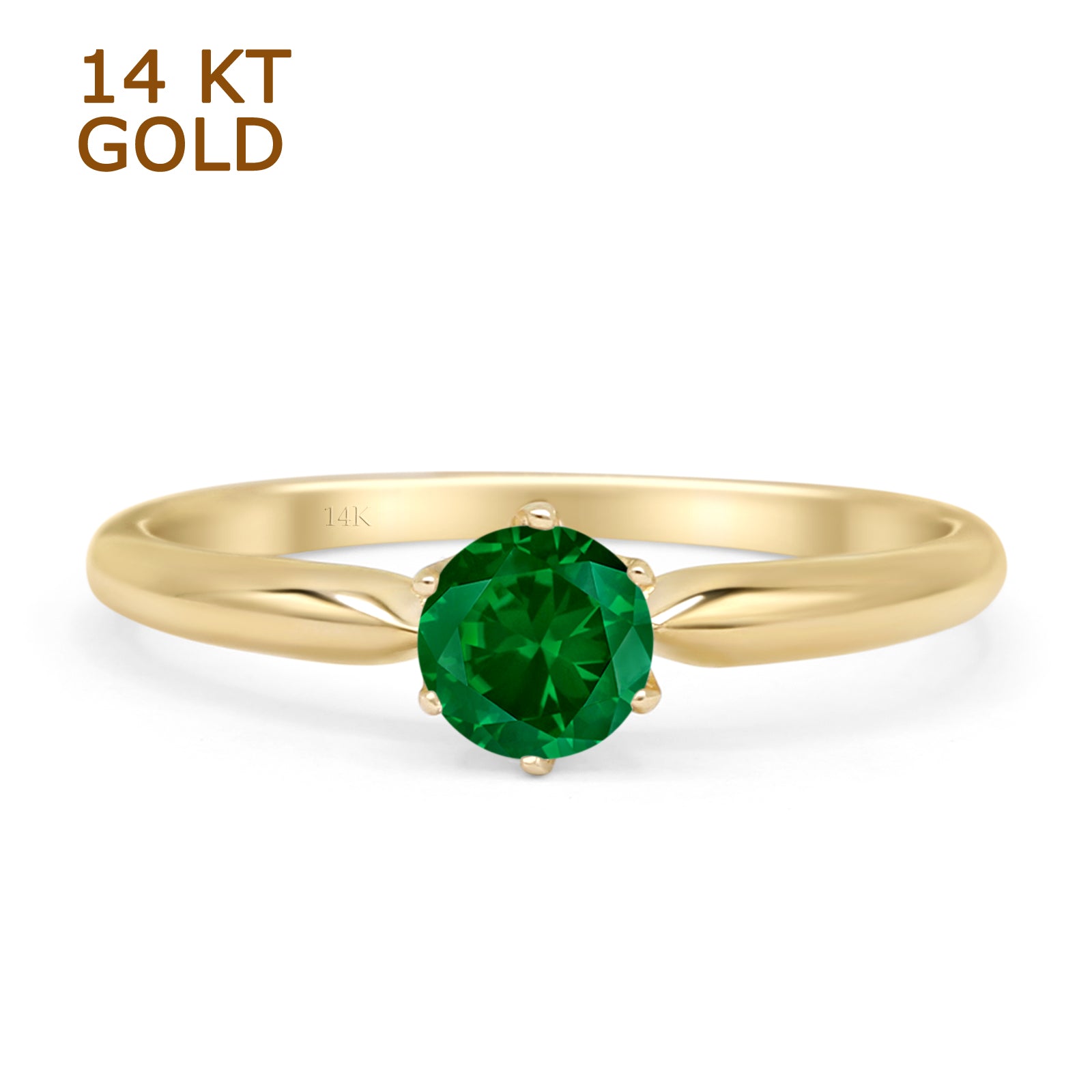 Green Emerald CZ 14K Yellow Gold