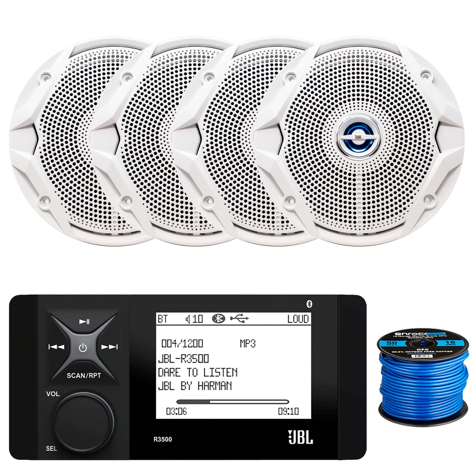 Marine Bluetooth AM/FM Radio Stereo LCD Digital Media Receiver with 4x 6.5