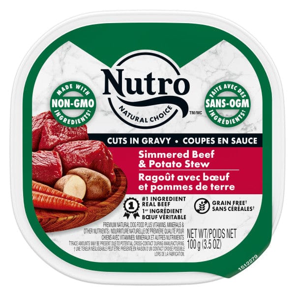 Nutro Simmered Beef & Potato Stew Cuts in Gravy Wet Dog Food - Grain Free, High Protein, Natural Ingredients for Adult Dogs - Perfect for Mealtime, Training Treats & Digestive Health