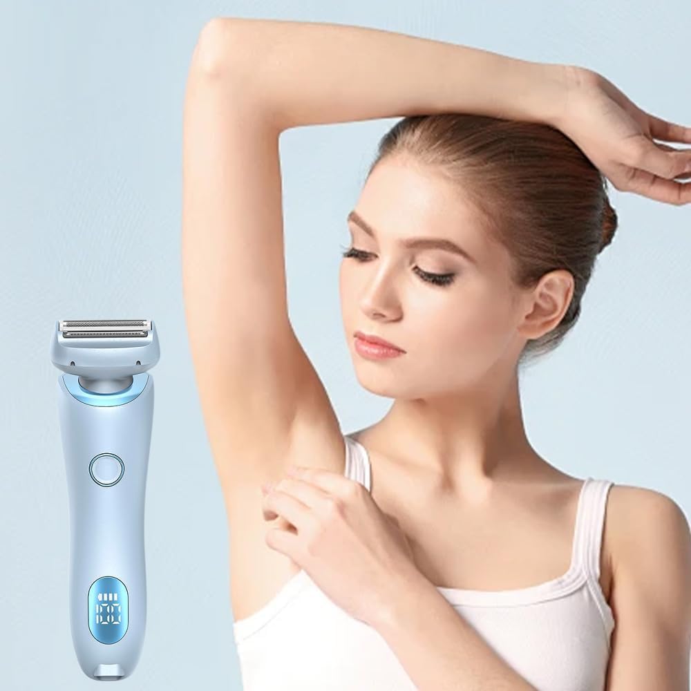2-in-1 Women's Hair Trimmer & Body Shaver - Waterproof Electric Razor for Women with 2 Removable Heads, Wet/Dry Use, Portable Hair Removal for Legs, Underarms, Bikini Line & Sensitive Skin - Perfect for Travel, Gym & Home Use