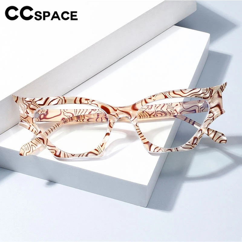 CCspace Women's Full Rim Oval Cat Eye Polycarbonate Eyeglasses Frame 300887 - Stylish Retro Glasses for Office, Reading & Fashion Accessories