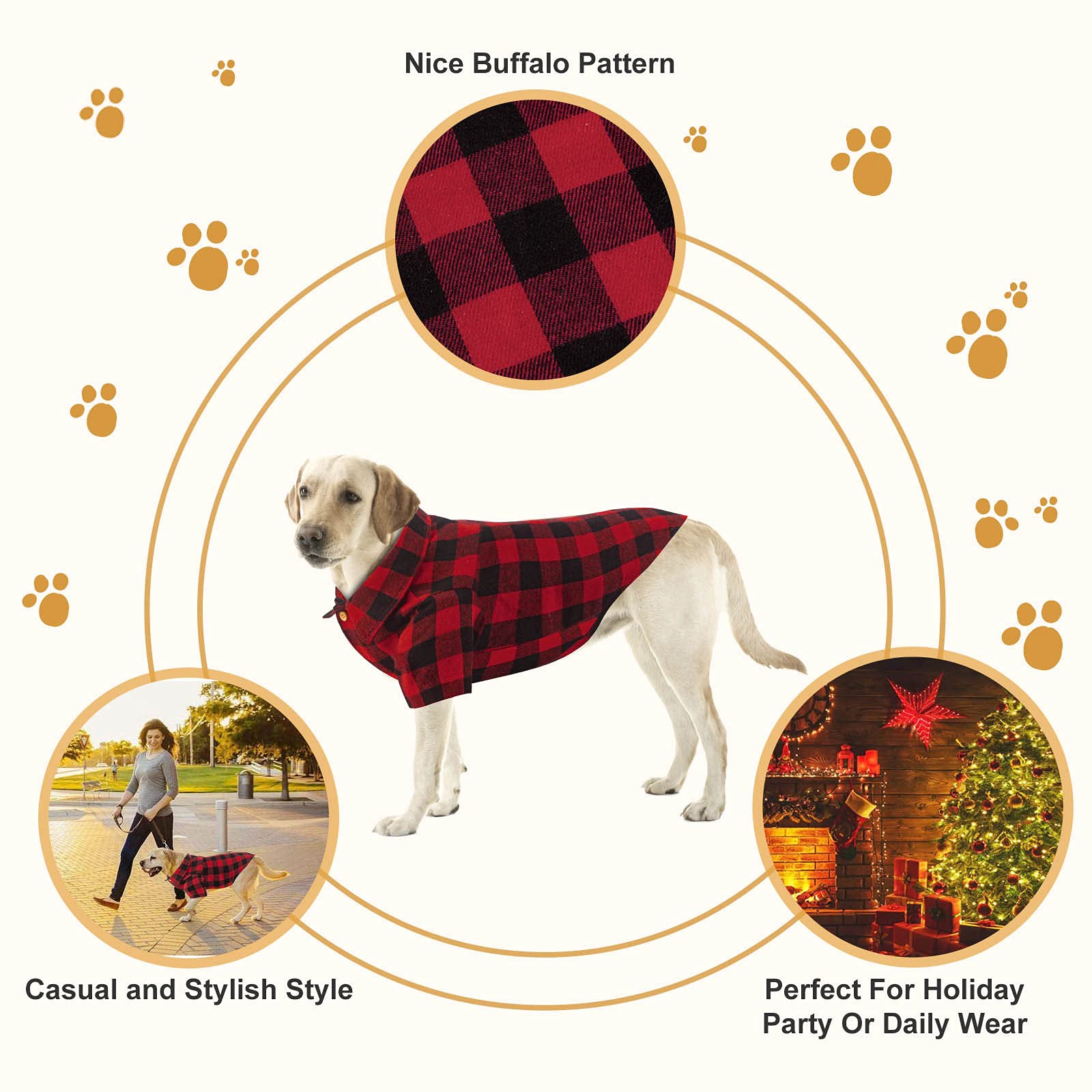 Red Buffalo Plaid Dog Shirt - Soft Casual Pet Clothes for Small Medium Large Dogs & Puppies | Halloween Thanksgiving Christmas Costume Outfit | Perfect for Holiday Photos & Family Gatherings