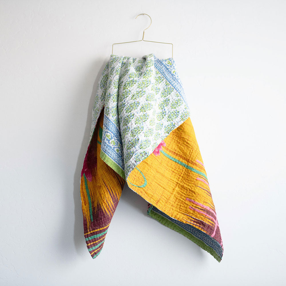 Soft Kantha Baby Blanket CB9095 - Handmade Cotton Swaddle Blanket for Newborns & Infants - Perfect for Nursery, Stroller, and Travel