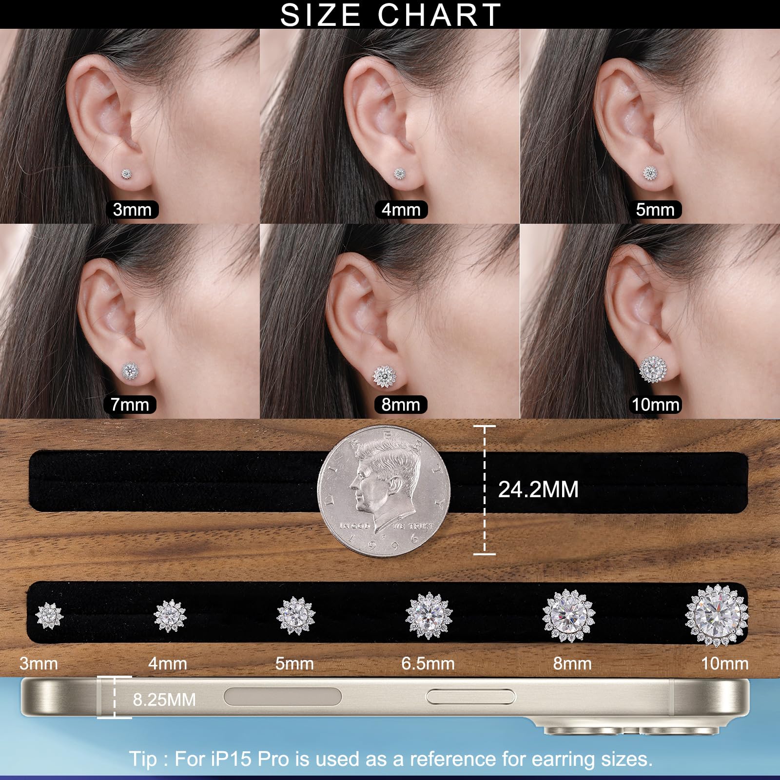 Moissanite Stud Earrings 0.2CT-8.0CT | 18K Yellow Gold Plated | D Color VVS1 Clarity | Round Brilliant Cut Lab-Created Diamond | S925 Sterling Silver Hypoallergenic Earrings | Anniversary & Wedding Gift for Women & Men | Perfect for Everyday Wear, Date Nights & Special Occasions
