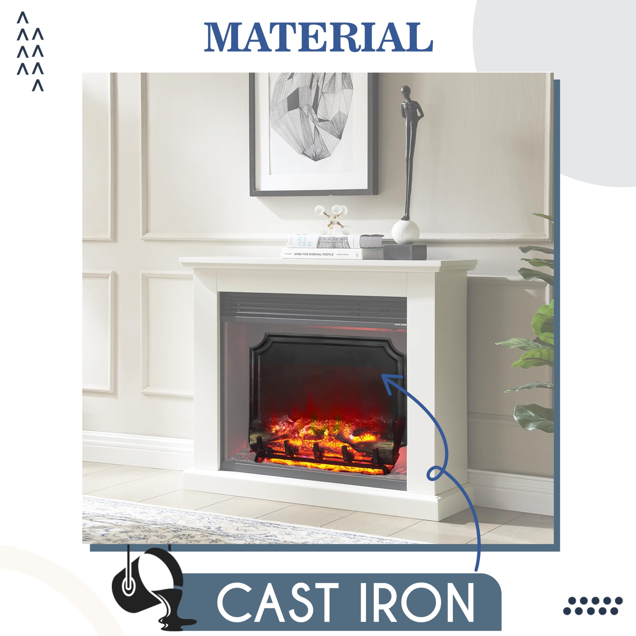 20 x 16 Inch Heavy Duty Cast Iron Fireback Plate for Fireplace - Black Heat Resistant Fireplace Back Panel - Protects Fireplace Walls & Enhances Heat Reflection (1 Piece) - Perfect for Wood Burning Stoves, Fireplace Inserts & Traditional Hearths