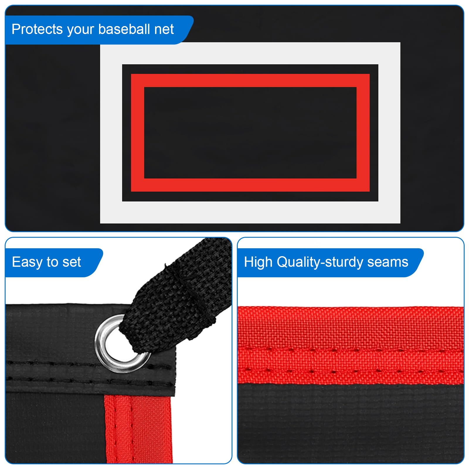 4'x6' Vinyl Baseball Backstop with Strike Zone & Catcher Image - Durable Batting Cage Backdrop for Baseball & Softball Practice | Perfect for Backyard Training, Batting Cages & Net Protection (Black)