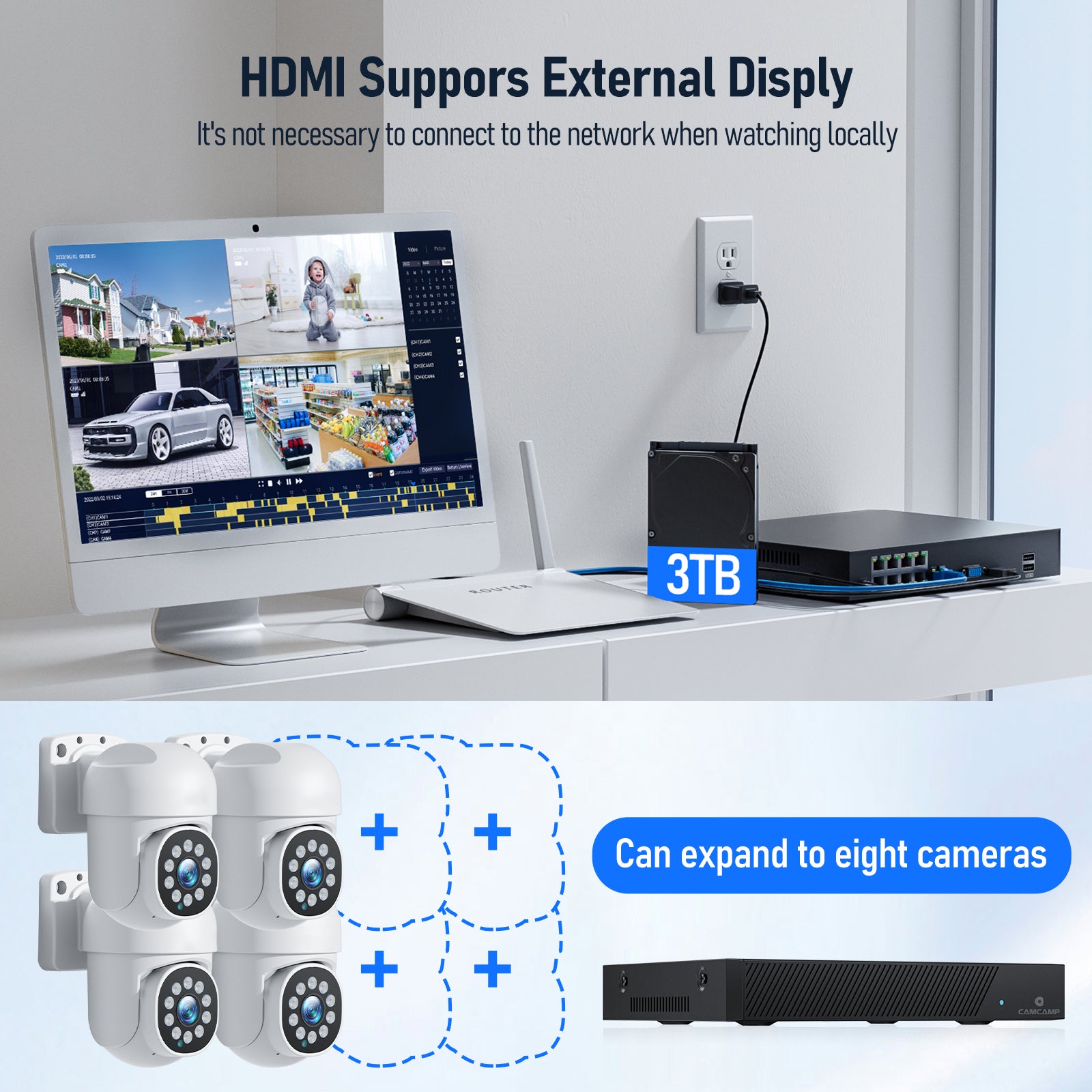 Campark SC36 4K 5MP POE Security Camera System with PTZ, 8CH NVR, Motion Tracking & Color Night Vision - Indoor/Outdoor Home & Business Surveillance
