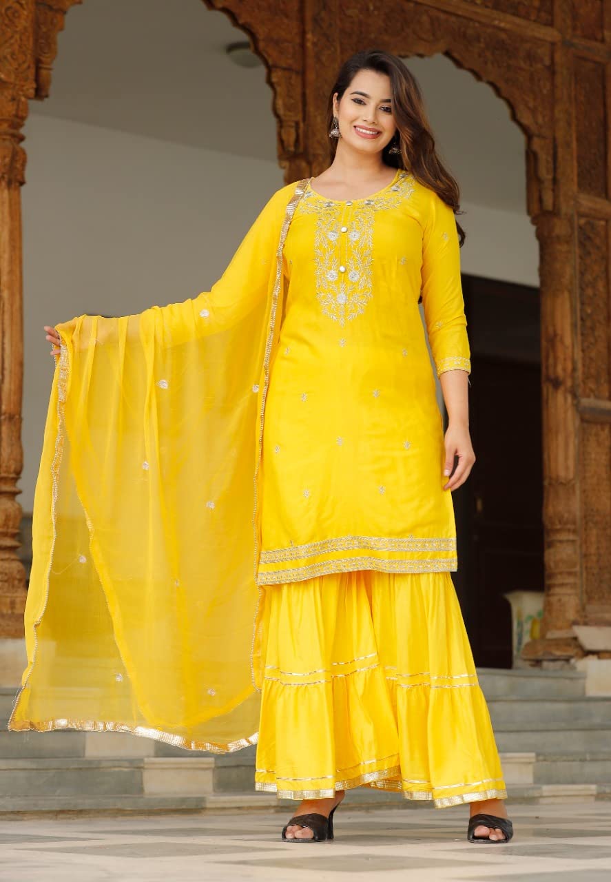 Elegant Women's Floral Cotton Kurti Dress with Intricate Embroidery - Perfect for Parties, Weddings & Festive Occasions
