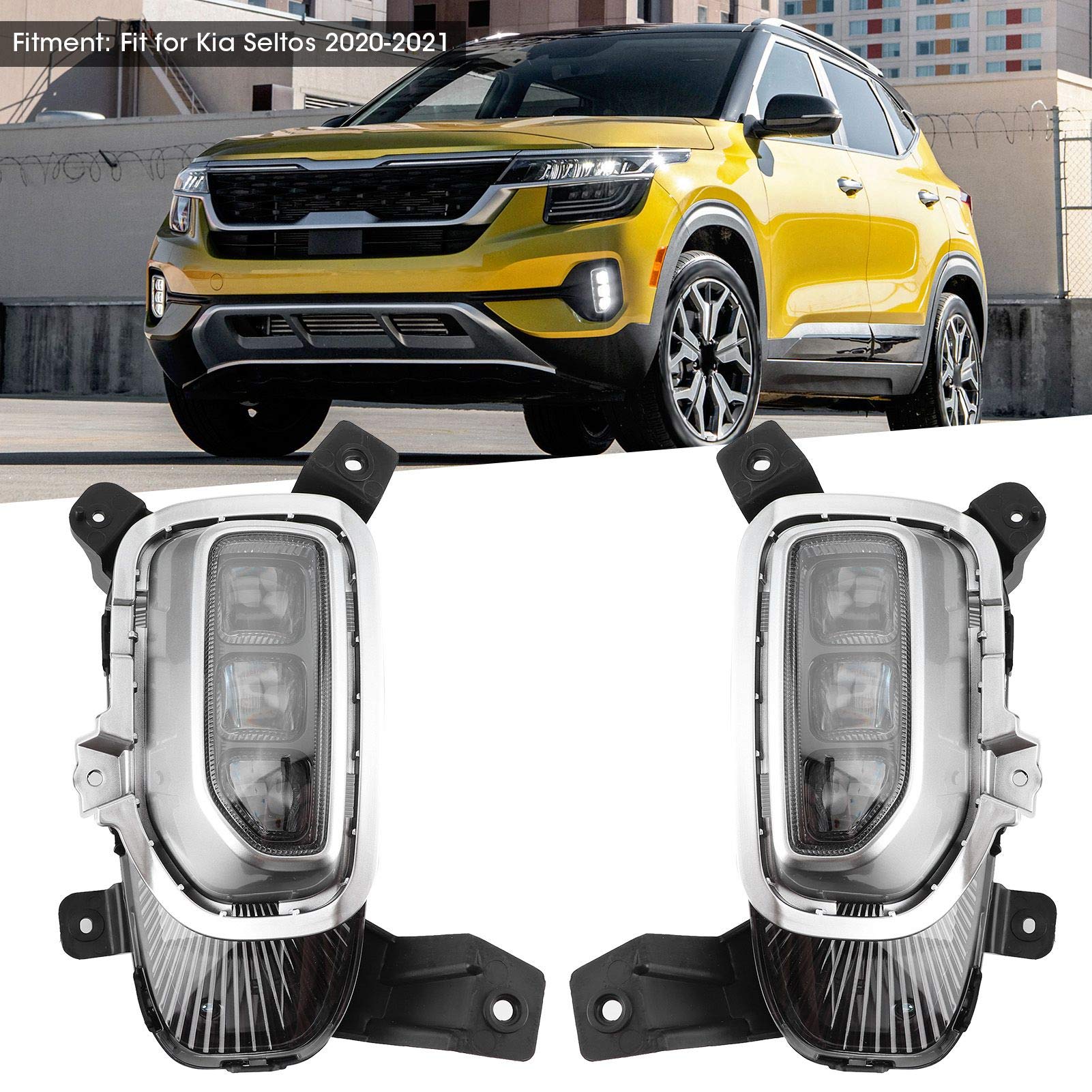 KIMISS LED Daytime Running Lights DRL Fog Lamp Cover - Clear Lens Spot Flood Driving Lights for 2020-2021 Cars - Perfect for Night Driving & Off-Road Adventures