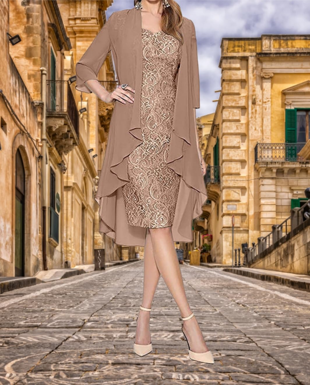 Elegant Mother of The Bride Dresses for Women - 2 Piece Set Sexy Long Sleeve Cocktail Dress for Wedding Guest, Party & Special Occasions | Perfect for Formal Events, Evening Galas & Holiday Celebrations