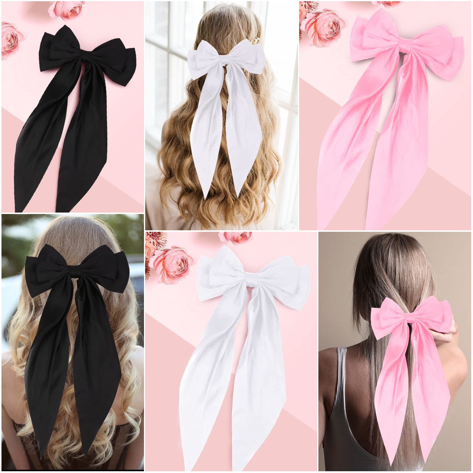 2 PCS Elegant Butterfly Hair Barrettes - Black & Champagne Hair Clips with Ribbons for Women | Perfect for Weddings, Parties & Everyday Styling