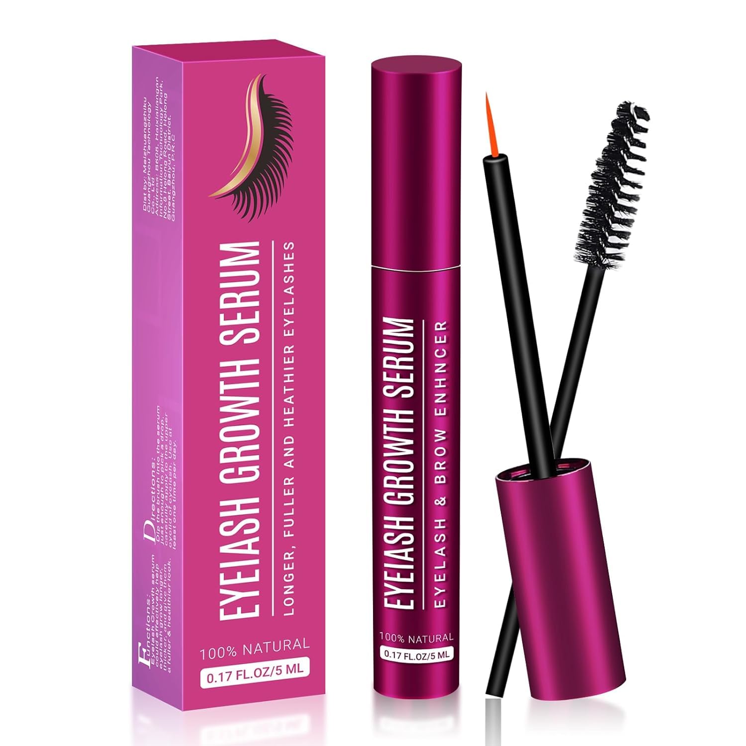 Best Eyelash Growth Serum for Longer, Fuller & Thicker Lashes - Advanced Formula Lash Enhancer (5ml) | Natural Lash & Brow Booster for Daily Beauty Routine
