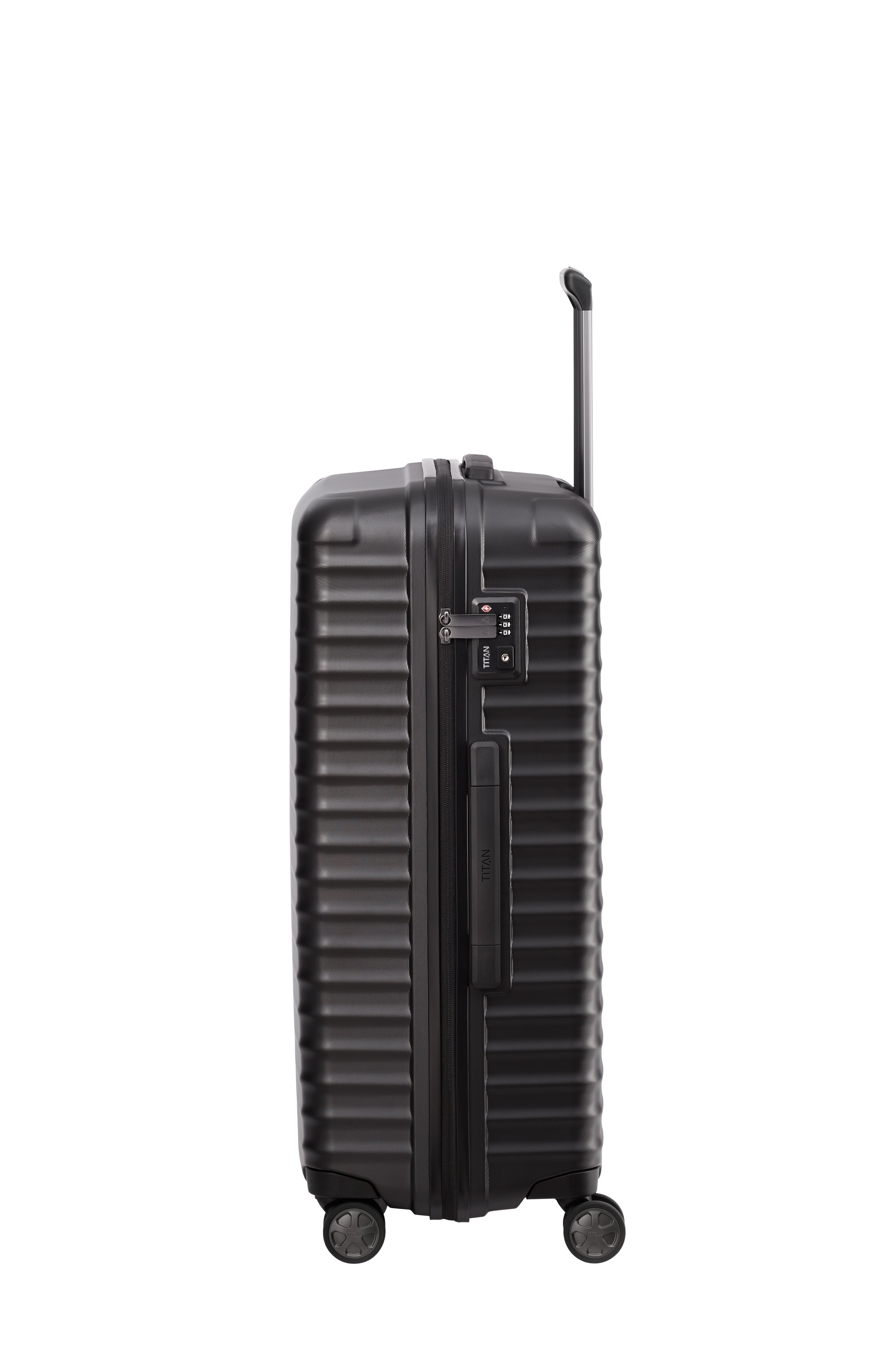 Titan LITRON Trolley L Large Luggage - Premium Expandable Suitcase with 360° Spinner Wheels for Travel, Business & Vacation (Black) - Perfect for Airlines, Road Trips & International Adventures