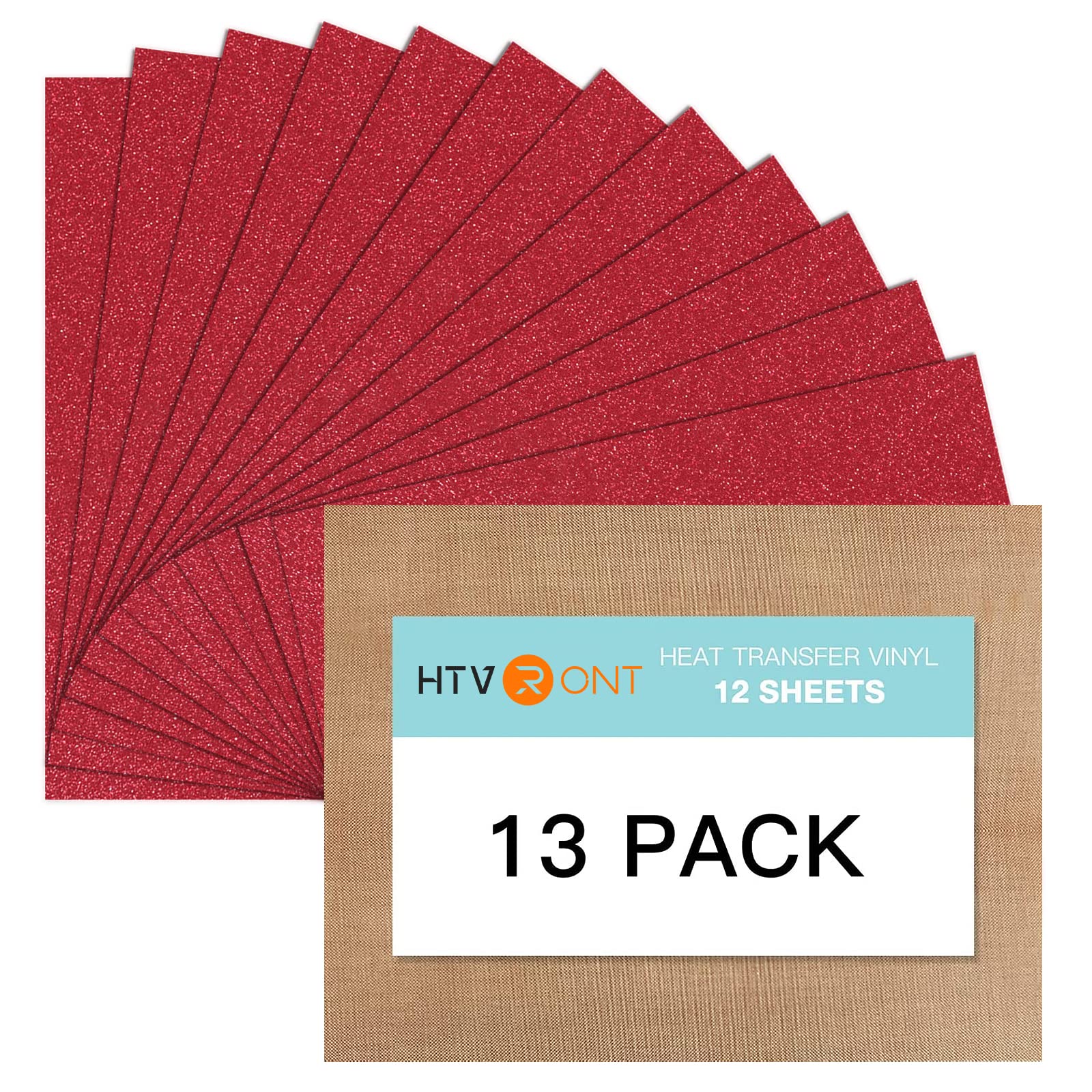 HTVRONT 13 Pack Red Glitter HTV Heat Transfer Vinyl Bundle - 12