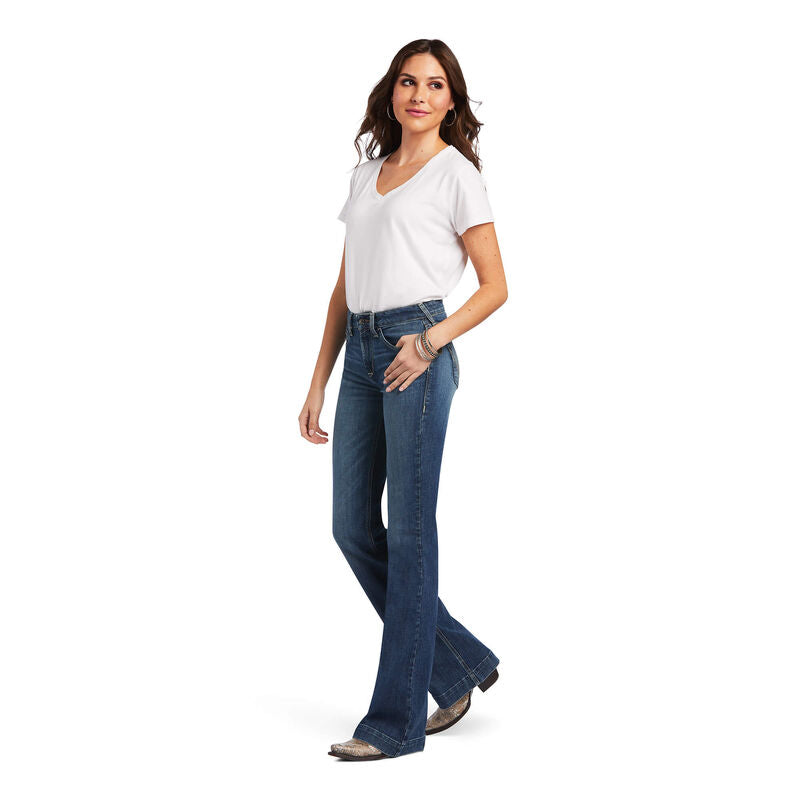 Ariat Women's Slim Jeans - Daphne Wide Leg Bootcut Denim Pants for Western Riding & Casual Wear | Comfortable Stretch Fabric for Cowgirls & Everyday Fashion
