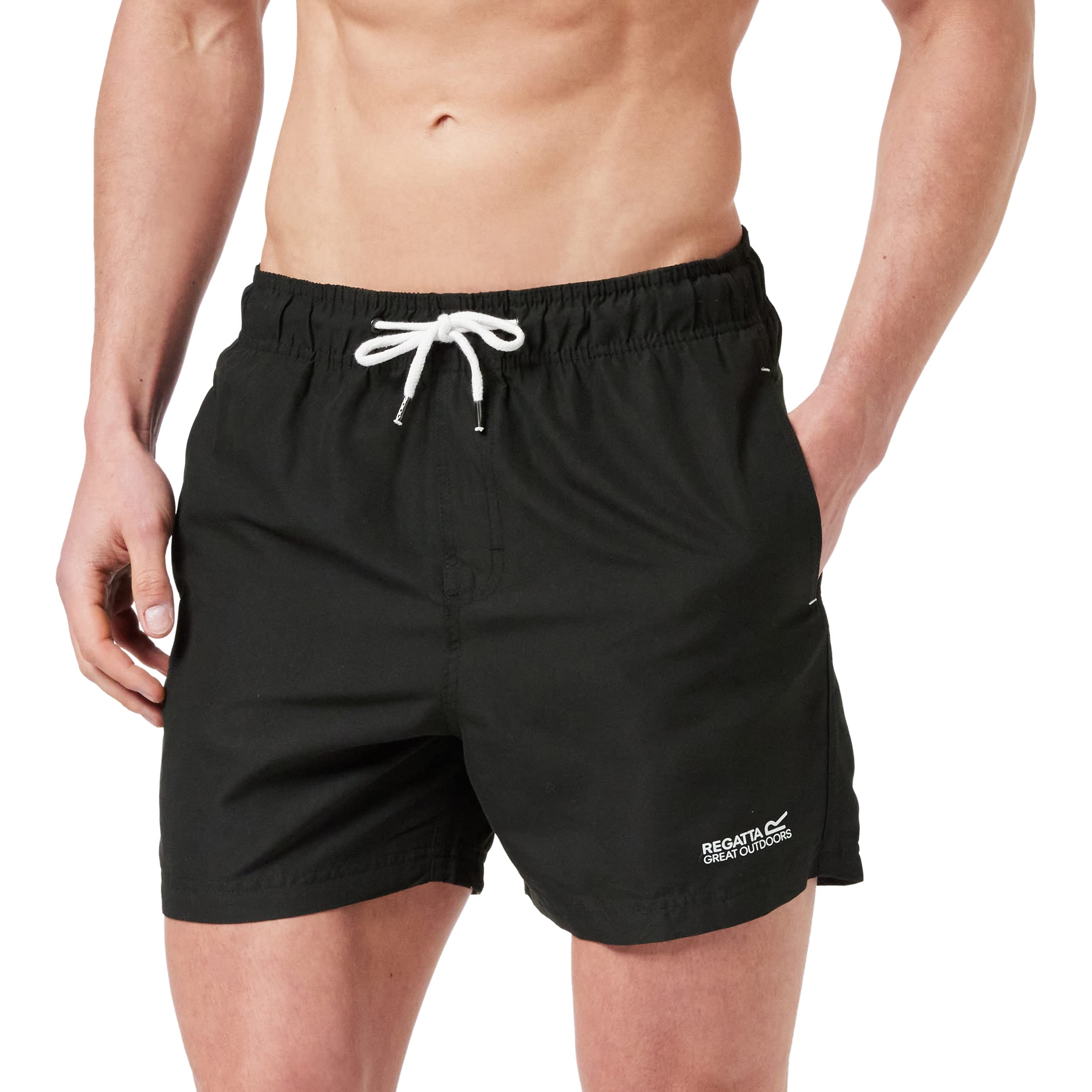 Regatta Men's Mawson II Quick-Dry Swim Shorts - Black - Medium Size - Perfect for Swimming, Beach & Pool Activities