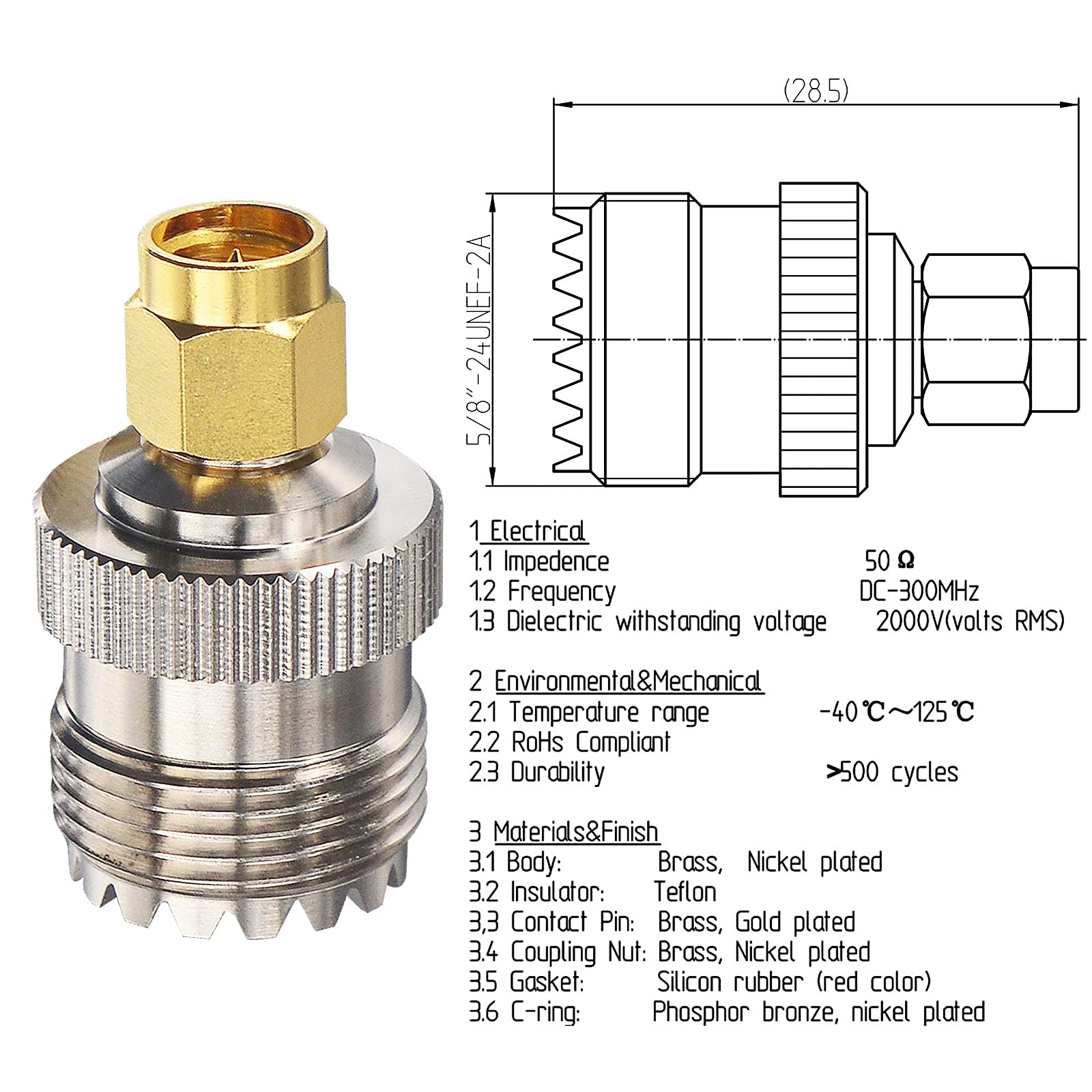 SMA Male to UHF SO239 Female RF Adapter Connector - 2 Pack for CB Radio, Ham Radio Antenna, Walkie Talkie - Perfect for Amateur Radio Setup & Communication Scenarios