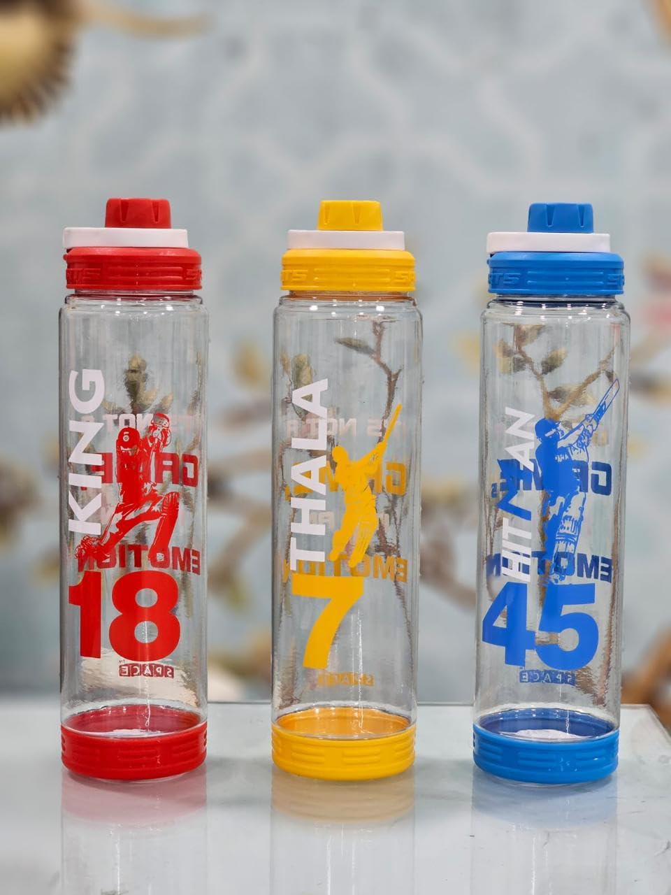 PUTHAK IPL Team Cricket Edition KING, THALA & HITMAN Print 900ml Plastic Water Bottle - Kohli King Red | Durable Sports Water Bottle for Cricket Fans, Gym & Outdoor Activities