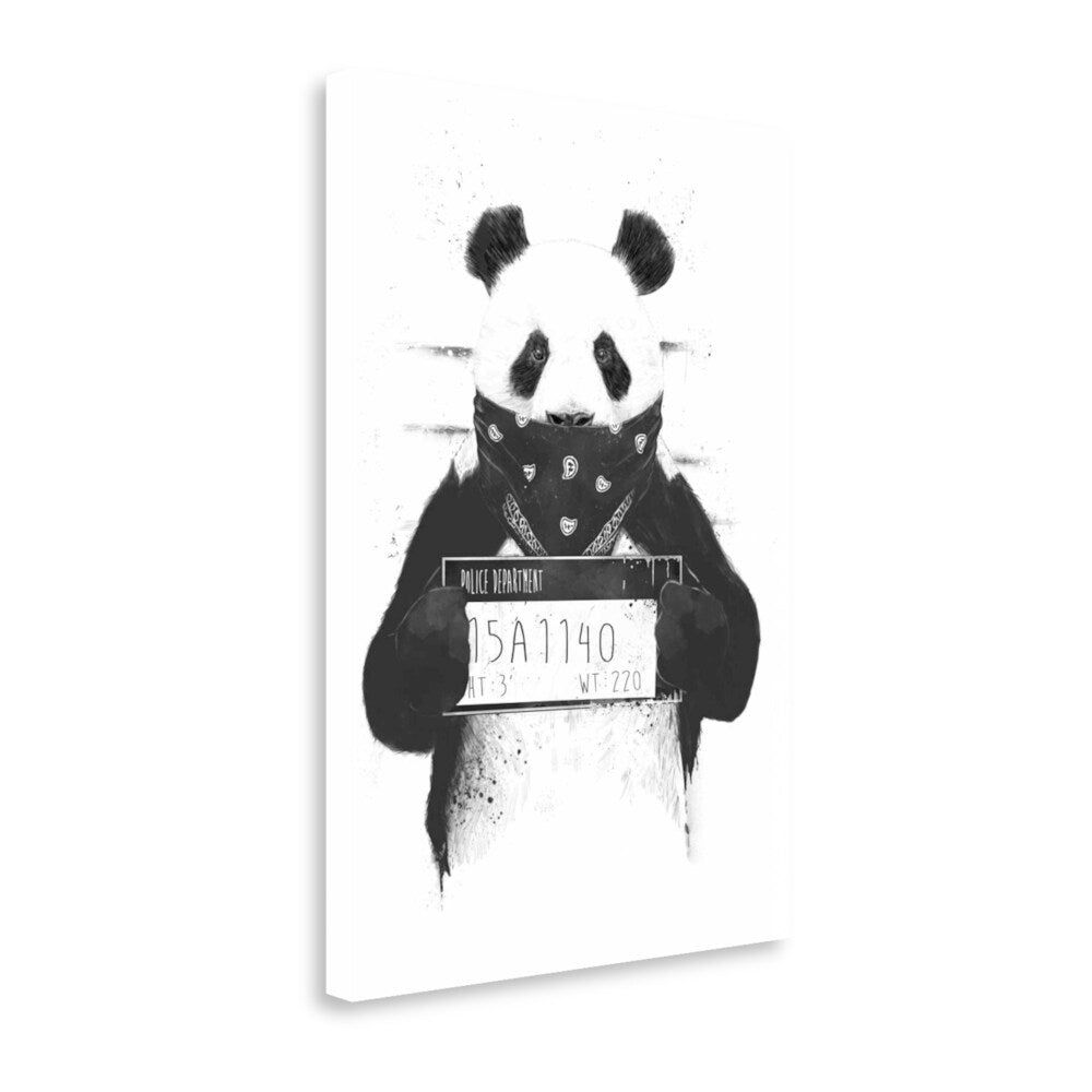 Bad Panda by Balazs Solti - Premium Giclee Art Print on Gallery Wrapped Canvas, Ready to Hang Wall Decor for Living Room, Bedroom & Office