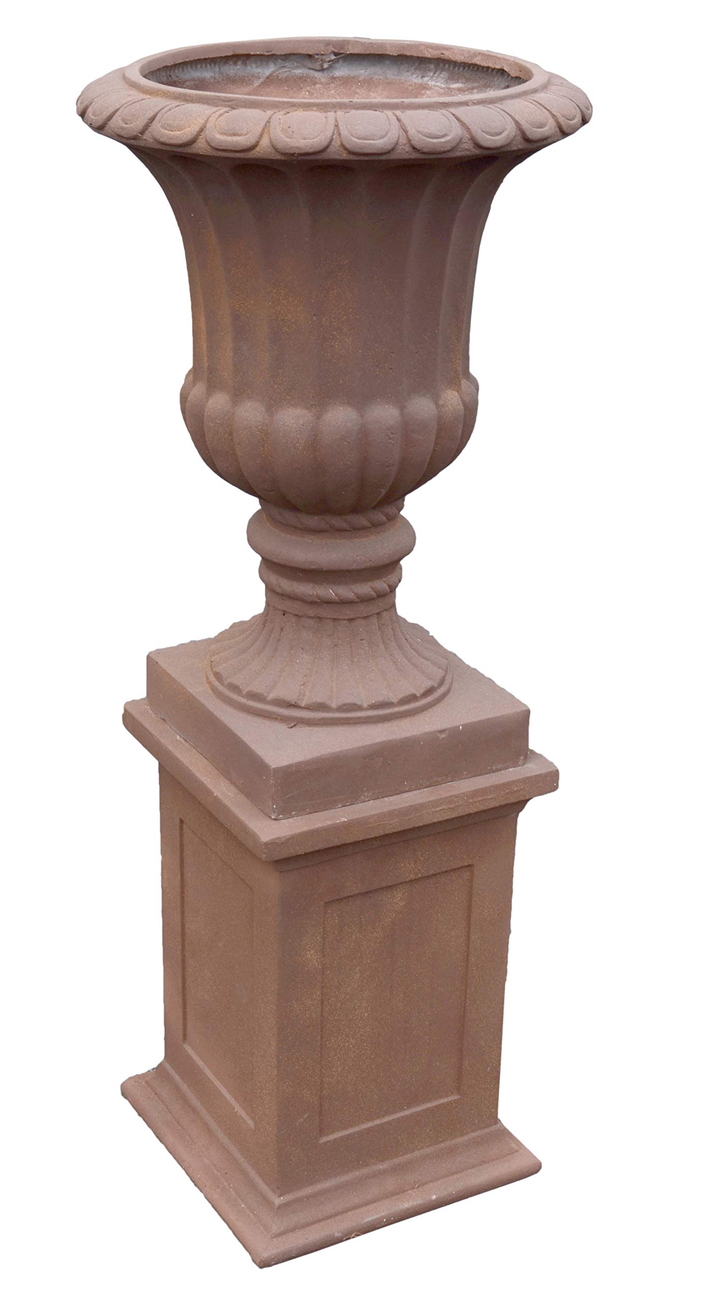 Handcrafted Terra Cotta Vase and Urn Set with Pedestal - Classic Outdoor Garden Decor for Patio, Porch & Landscape Design