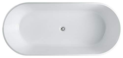 Kube Ovale 63'' White Freestanding Bathtub - Modern Oval Acrylic Soaking Tub for Luxurious Bathroom Relaxation | Perfect for Spa-Like Retreats & Master Bath Suites