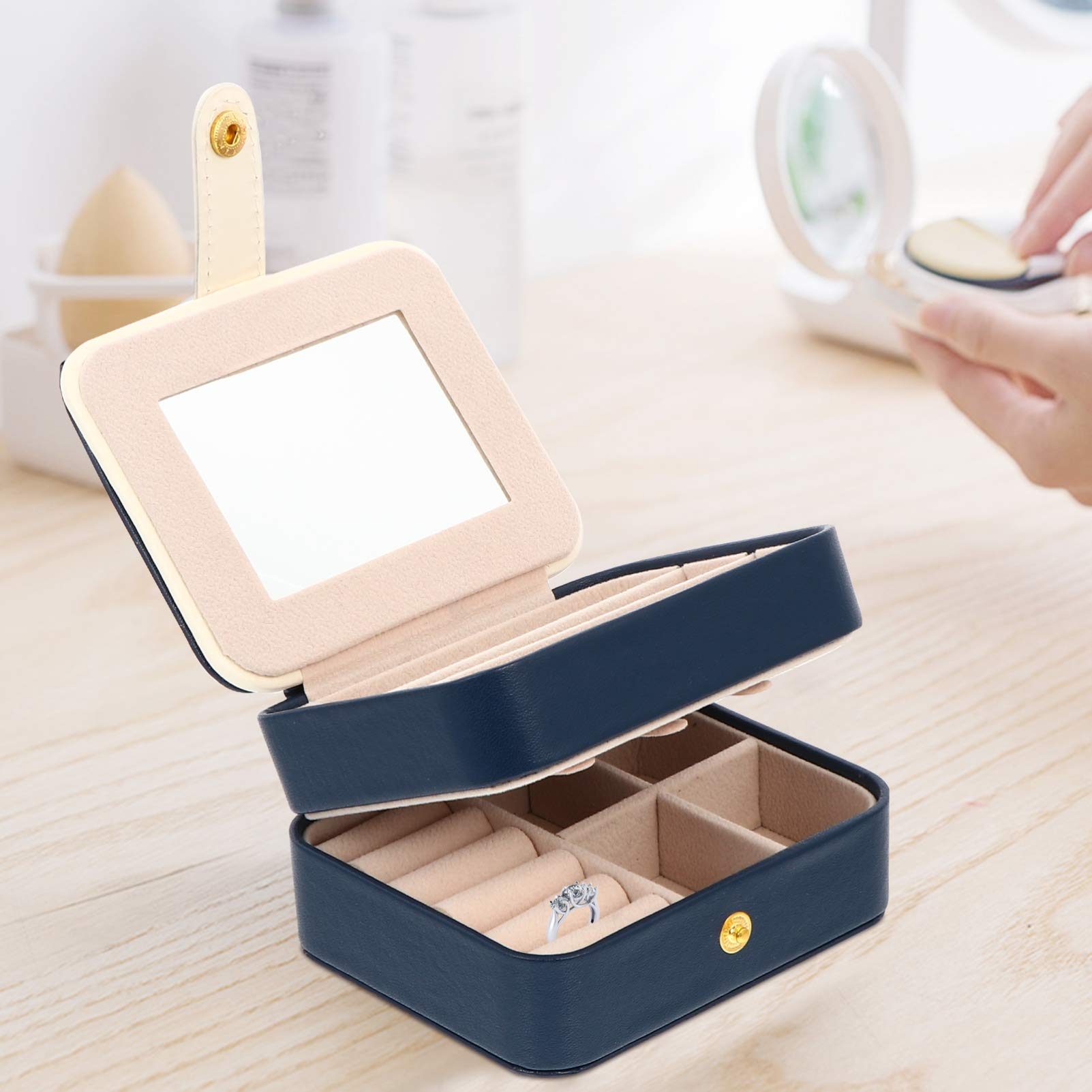 VOSAREA Portable Jewelry Organizer Box - Mini Travel Jewelry Case with Layered Storage for Earrings, Bracelets & Accessories | Compact Plastic Jewelry Holder for Travel, Home & Office Use