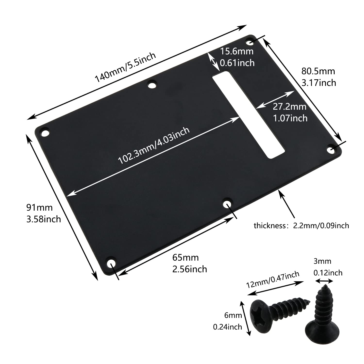 LUORNG Black Electric Guitar Back Plate Set - Includes Neck Plate, Tremolo Cover, Pick Guard & 6 Screws for ST SQ Electric Guitars | Perfect for DIY Repairs, Upgrades & Maintenance
