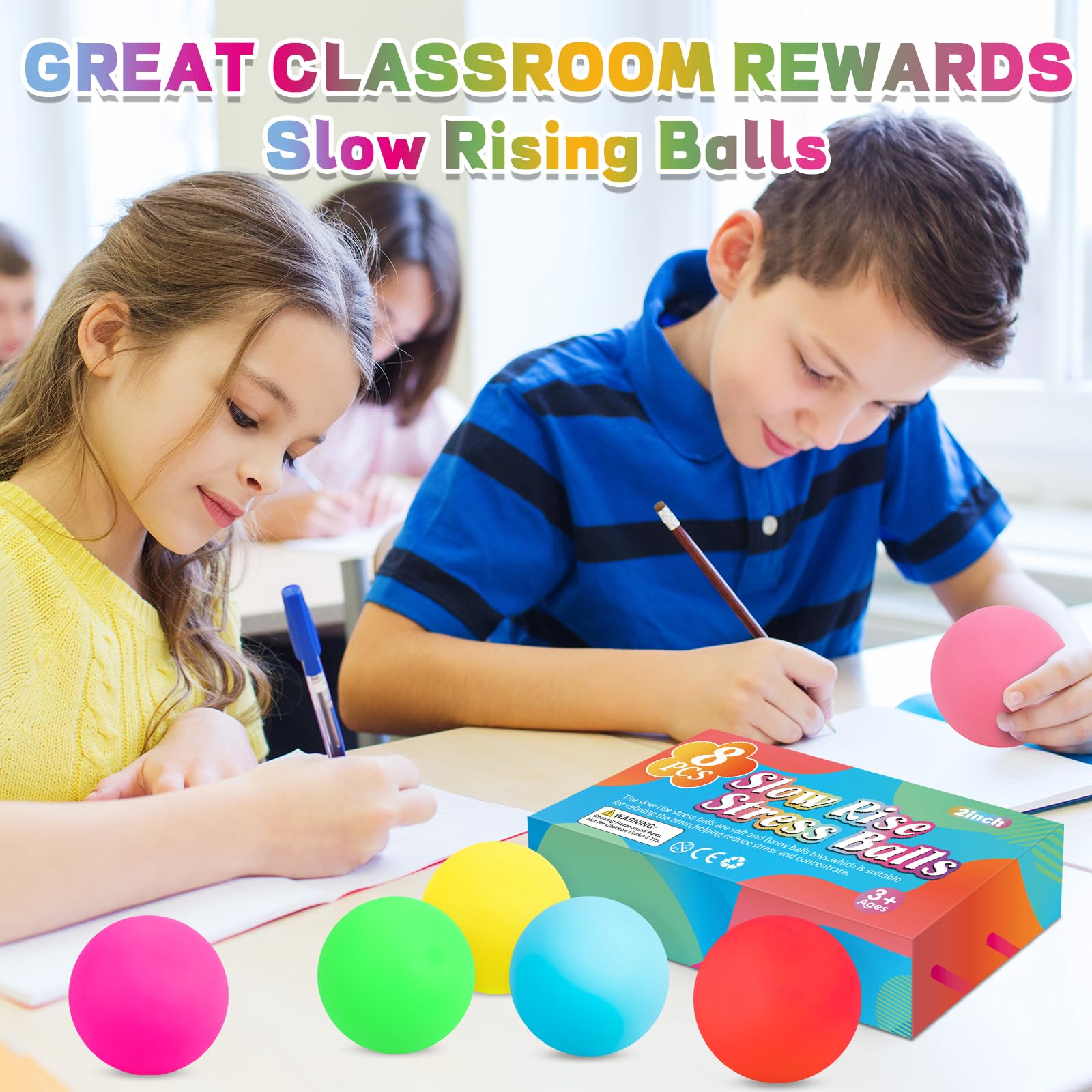 8 Pack Slow Rising Stress Balls for Kids & Adults - Squishy Fidget Toys for Anxiety Relief, Hand Therapy & Sensory Play - Perfect for Classroom Prizes, Office Stress Relief & Home Relaxation