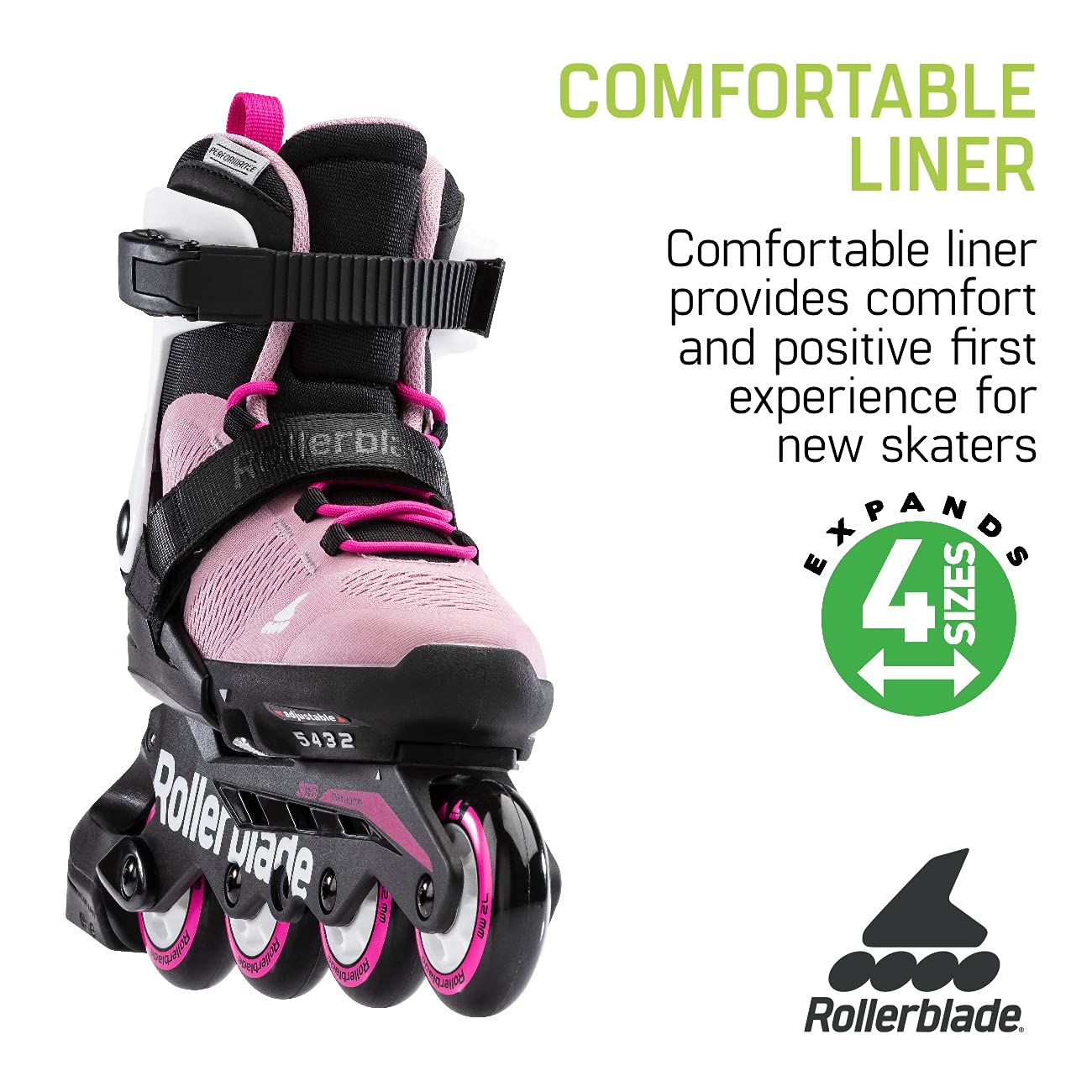 Rollerblade Microblade Adjustable Kids Inline Skates - Youth Performance Fitness Roller Skates for Boys & Girls | Perfect for Outdoor Sports, Park Skating & Family Activities