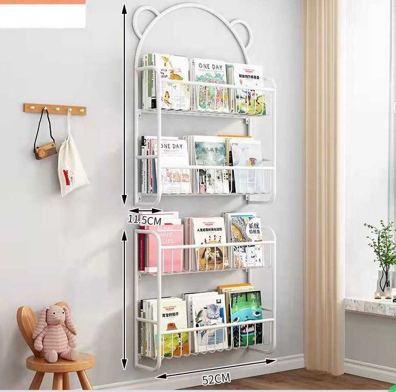 Wooden Kids Bookshelf - Wall Mounted Book Storage Organizer for Children's Room, Nursery & Playroom - Perfect for Bedroom, Classroom & Homeschooling