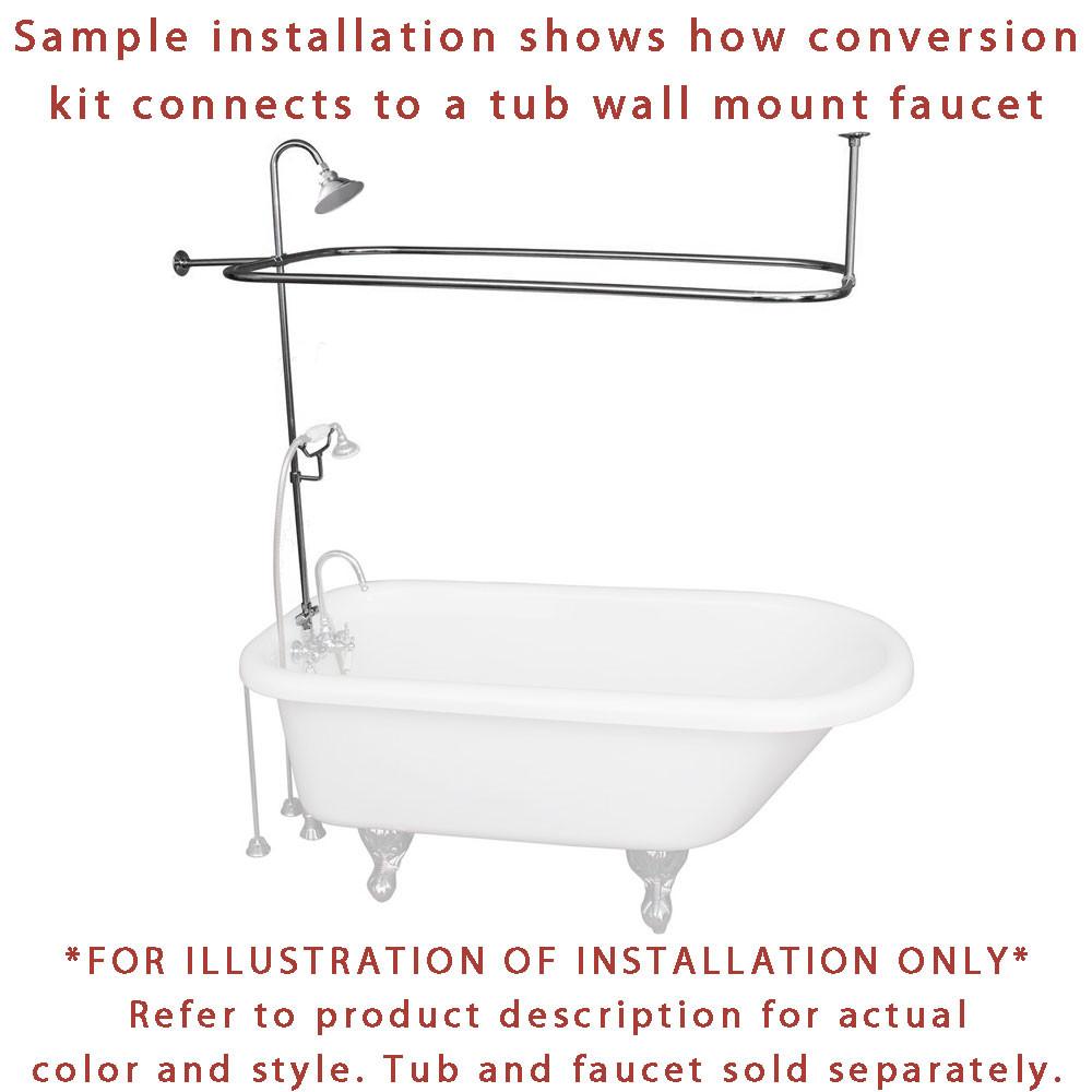 Chrome Clawfoot Tub Shower Conversion Kit with Enclosure & Curtain Rod 10010C - Vintage Bathroom Upgrade for Classic & Modern Homes