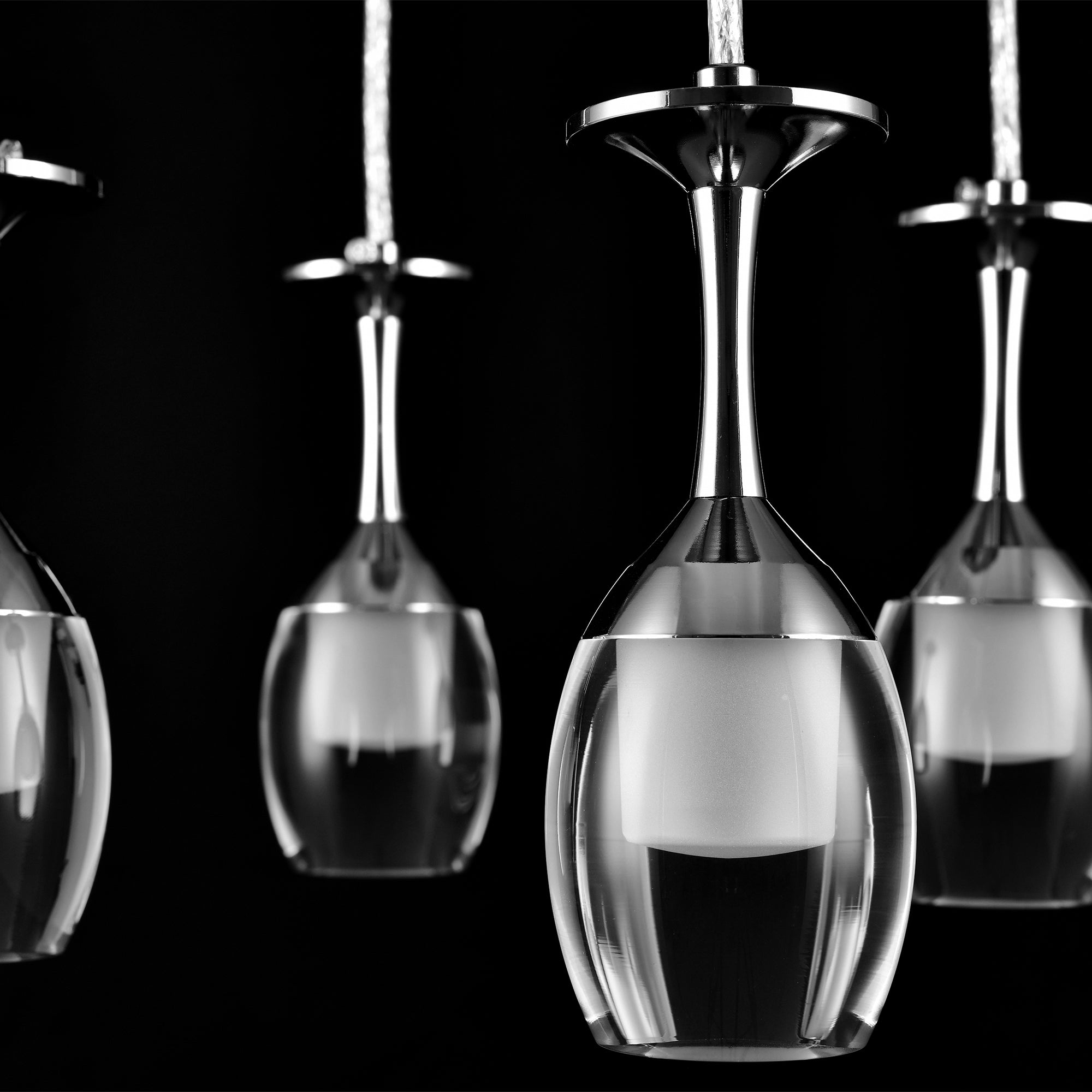 Bacchus Clear Acrylic Red Wine Glass Shaped Smart RGB Pendant Light - Modern LED Hanging Lamp for Dining Room, Bar, and Home Decor