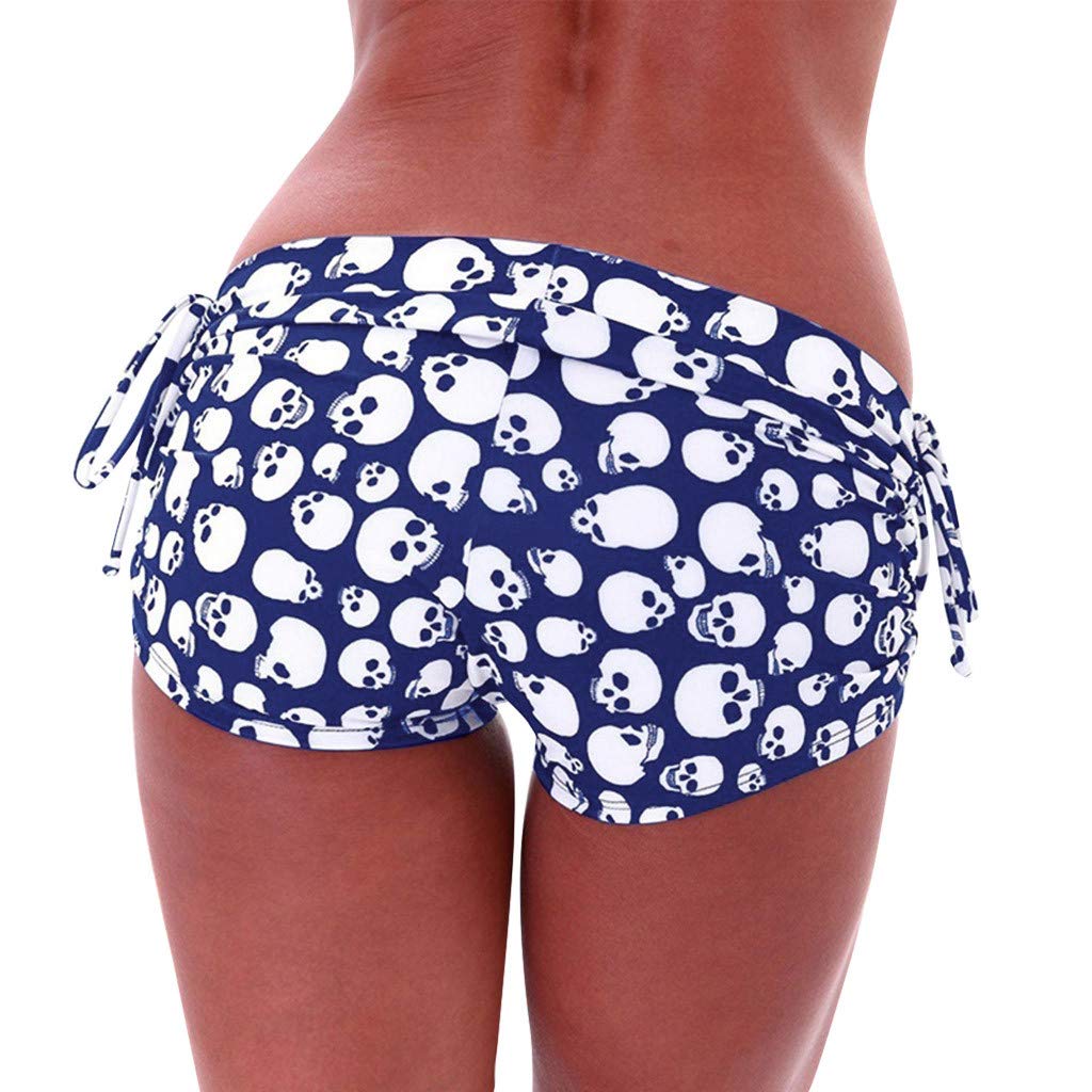 QIFEILA Women's Printed High Waist Gym Shorts - Stretchy Elastic Workout Leggings, Quick Dry Sports Shorts for Running & Yoga (Blue) - Perfect for Gym, Fitness & Casual Wear