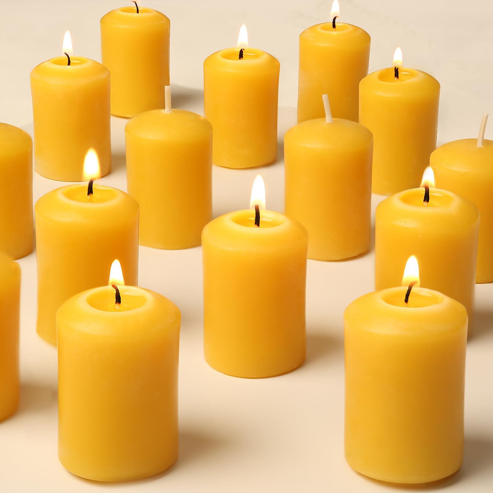 12Pcs Natural Beeswax Votive Candles - Handmade for Home Decor & Weddings