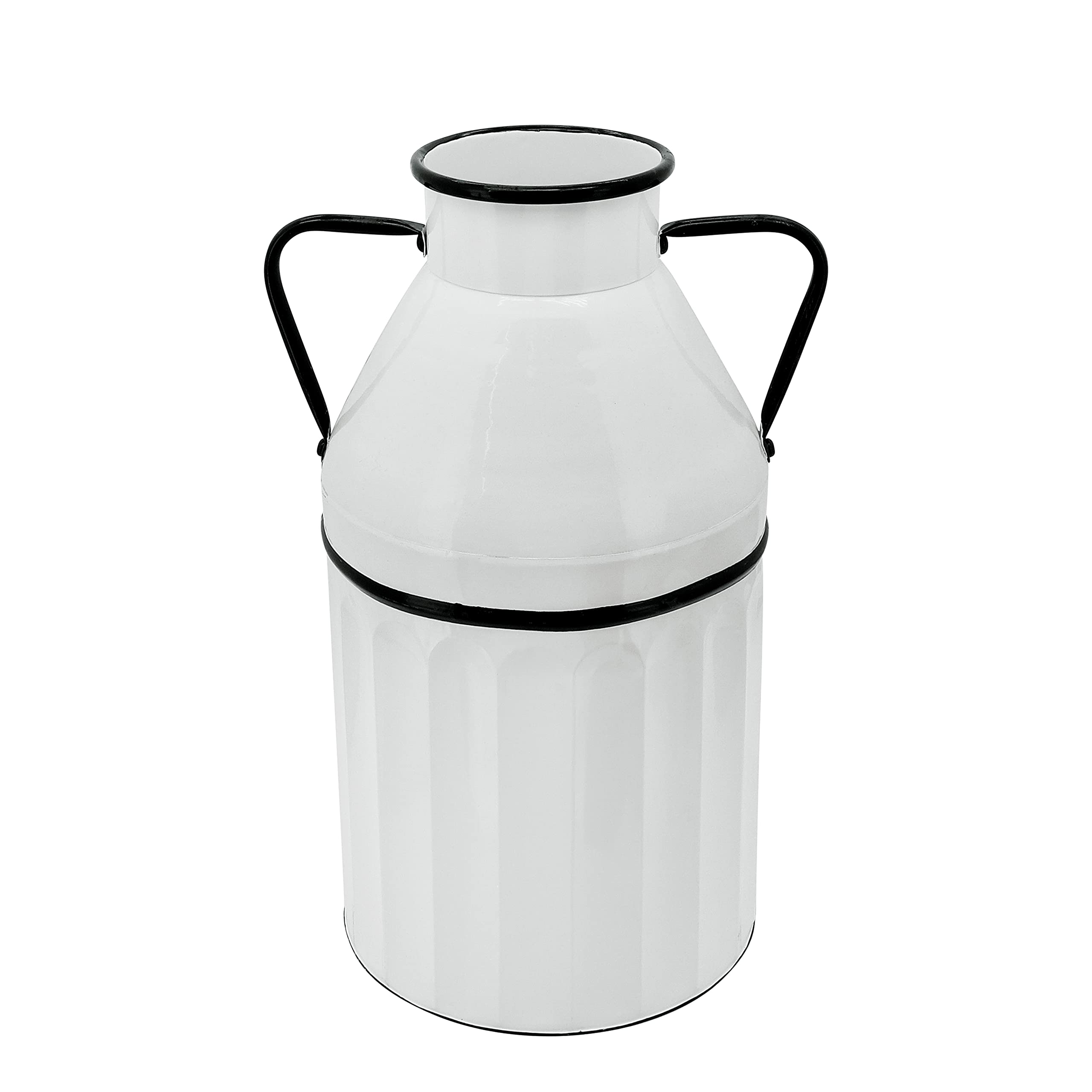 Sagebrook Home 18 Inch White Metal Milk Bucket - Vintage Farmhouse Decor for Kitchen, Bathroom, or Garden Storage