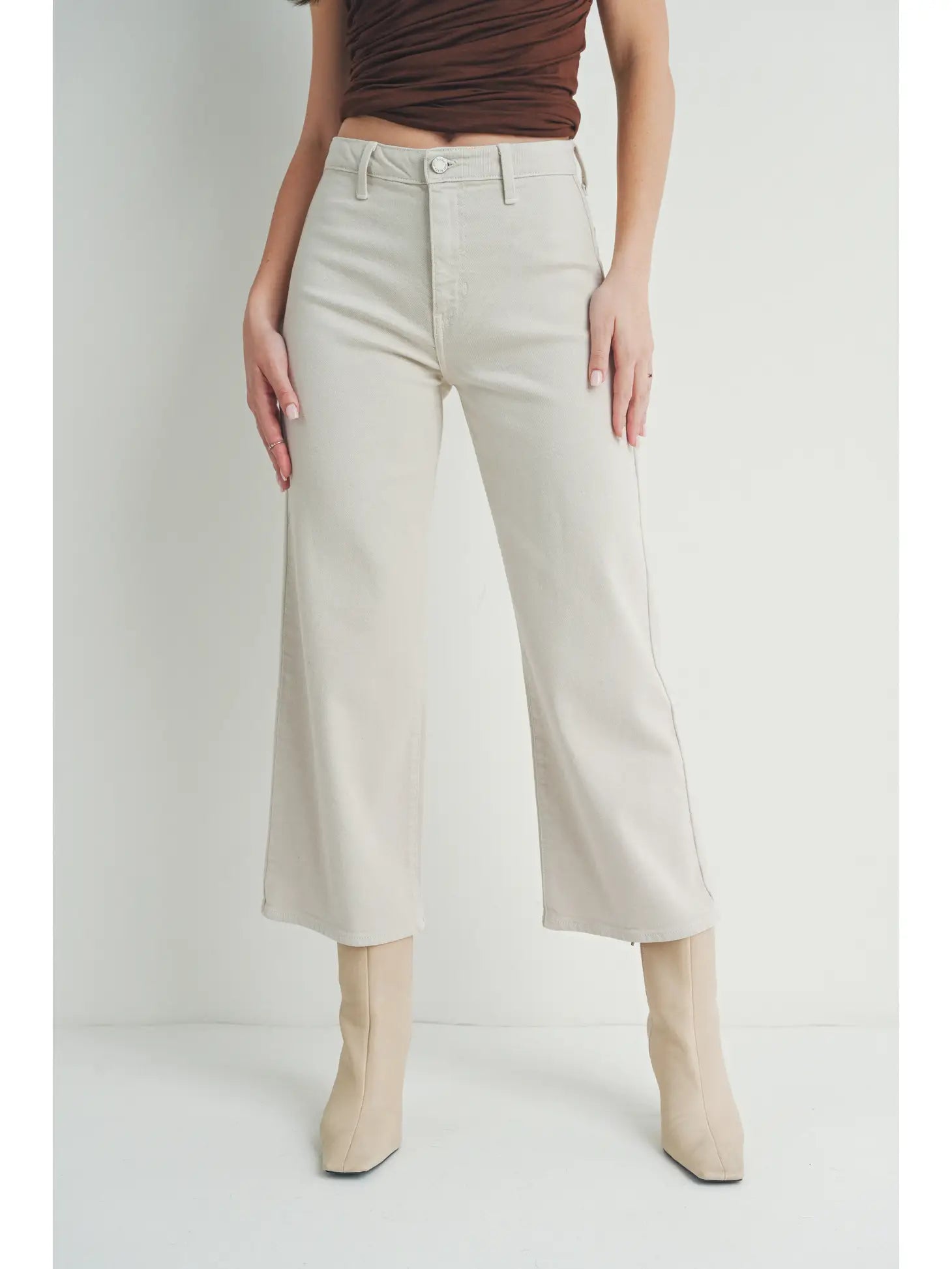 Just Black Wide Leg Pants for Women - High Waisted Flowy Trousers for Work, Office & Casual Wear | Comfortable & Stylish Everyday Outfit