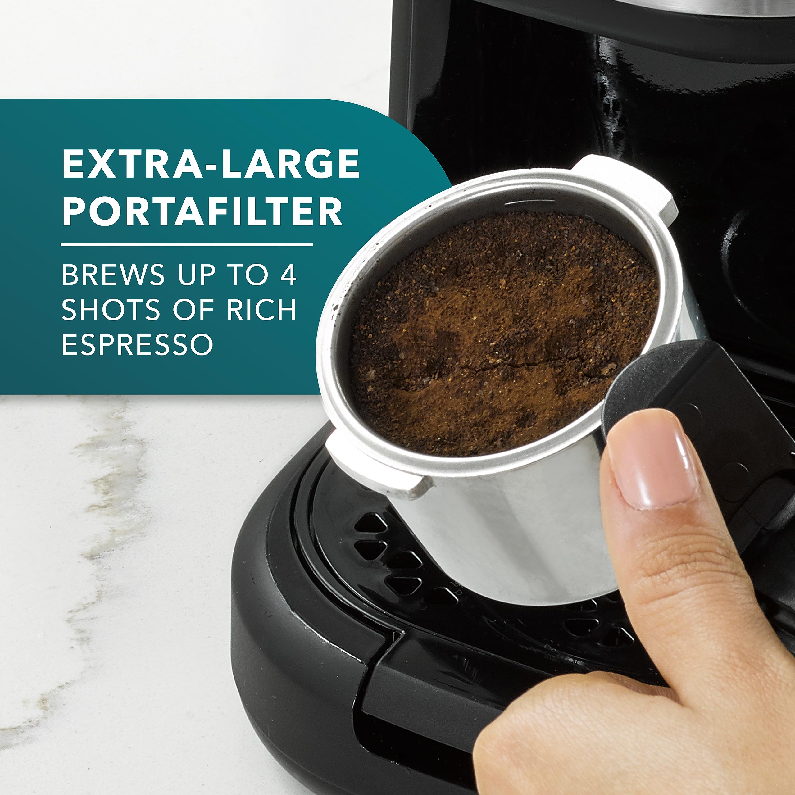 Mr. Coffee® 4-Shot Espresso Machine with Milk Frother - Stainless Steel Steam Espresso Maker for Latte, Cappuccino & Coffee - Perfect for Home Baristas & Coffee Lovers (Office, Kitchen, Breakfast)