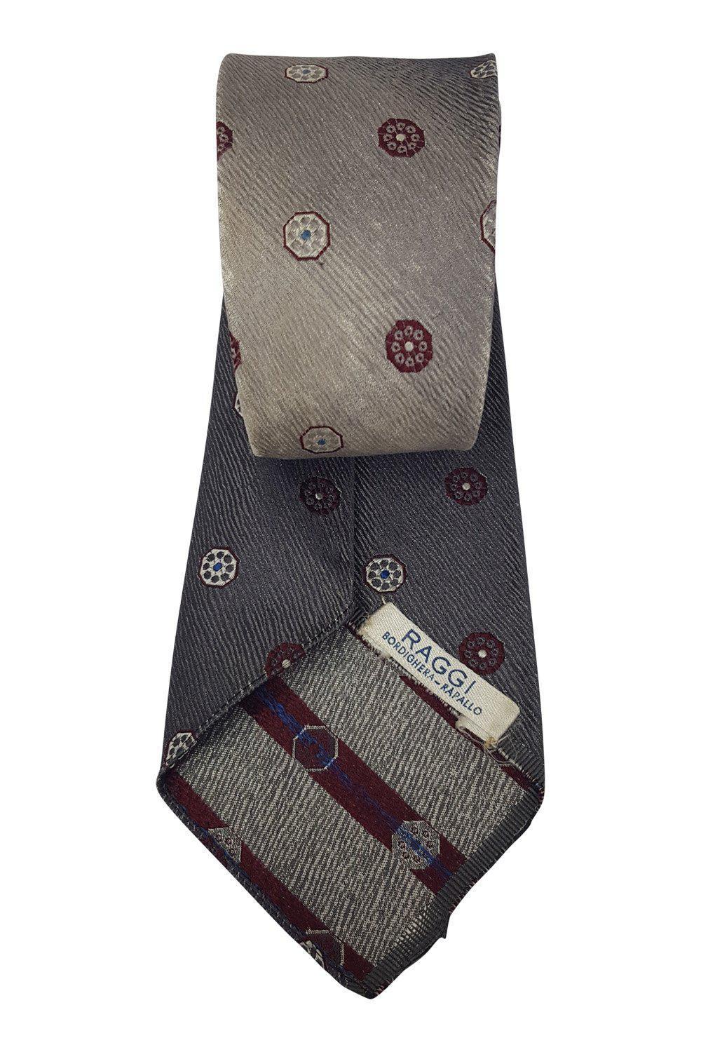 CARNAVAL DE VENISE Milano 100% Silk Tie - Elegant Grey Geometric Pattern Necktie for Men | Perfect for Weddings, Business Meetings & Formal Events