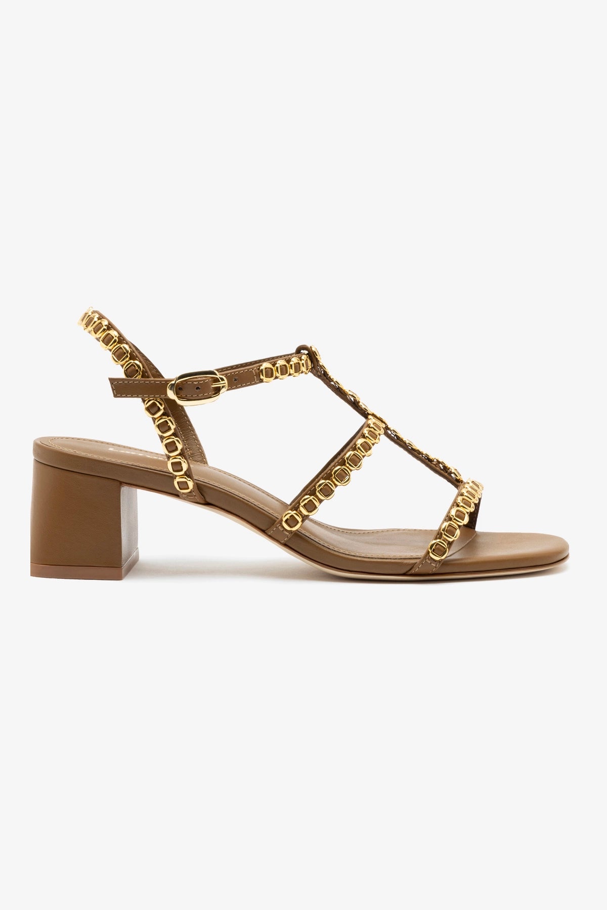 Milanina Block Heel Sandals for Women - Comfortable Russet Leather Slip-On Shoes for Casual Outings, Office Wear & Summer Fashion