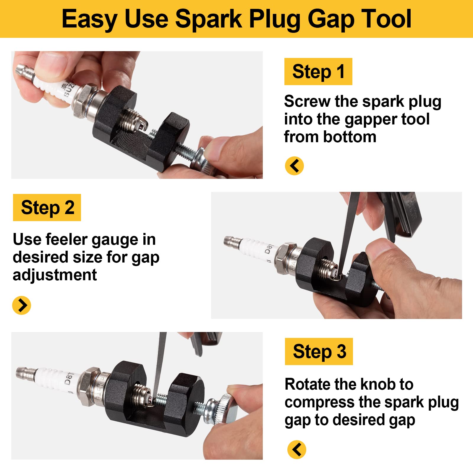 Toolwiz Spark Plug Gap Tool 2-Piece Set - High Precision 12mm & 14mm Thread Spark Plug Gapper Kit for Automotive, Motorcycle & Small Engine Tune-Ups | Perfect for DIY Mechanics & Professional Technicians