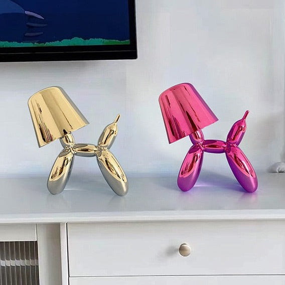 LED Balloon Dog Table Lamp - Cordless, Battery-Powered Night Light for Kids Room, Bedside, Nursery, Party Decor & Gift Idea