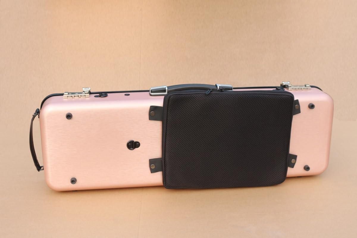 Premium 4/4 Full Size Violin Case - Carbon Fiber Hard Shell with Durable Handles & Backpack Straps - Internal Storage & Music Sheet Pocket (Rose Gold, Combination Lock) - Perfect for Professional Musicians, Students & Travel Performances