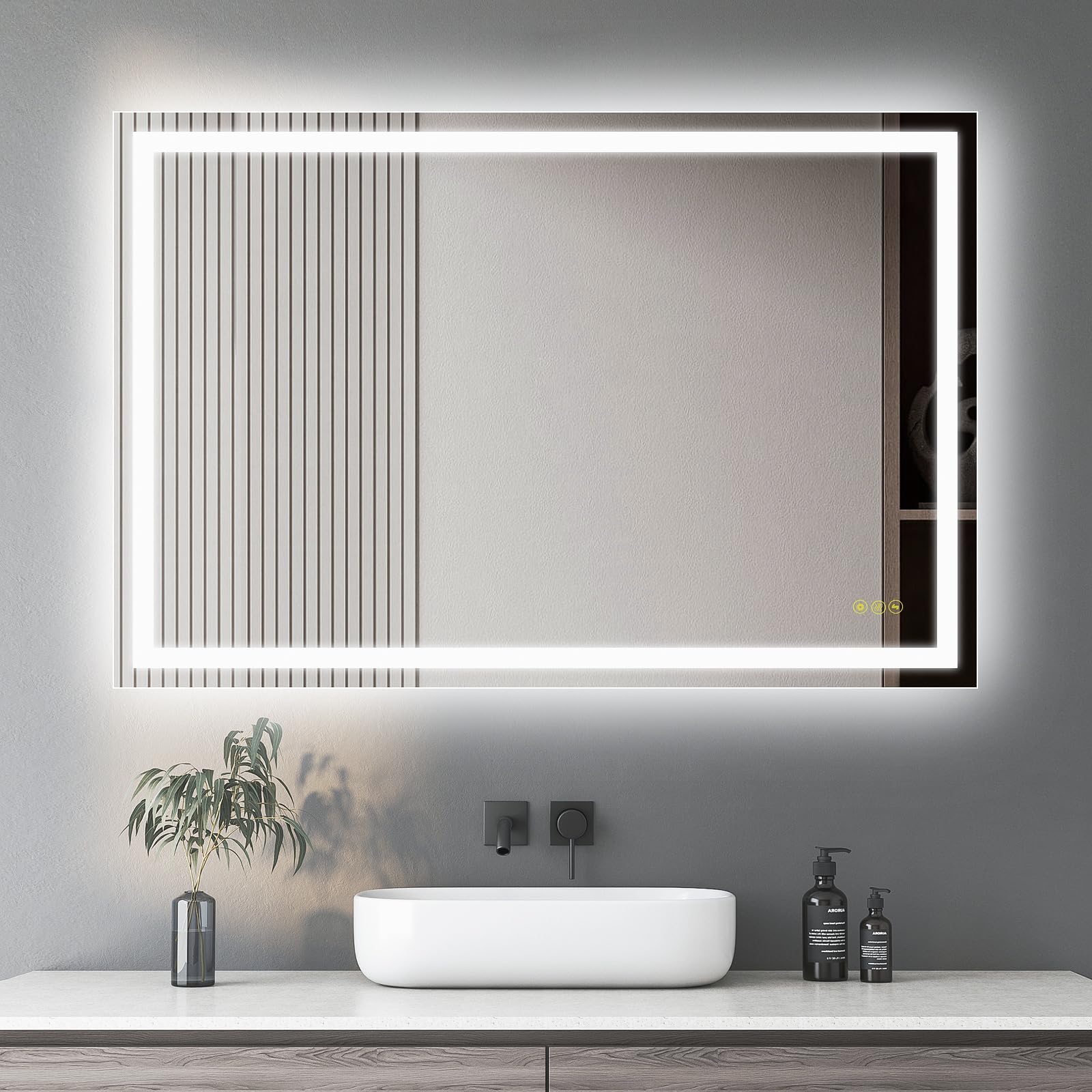 24x36 Inch LED Bathroom Mirror with Anti-Fog, 3-Color Dimmable Lights - Wall Mounted Horizontal/Vertical Smart Mirror for Vanity, Makeup & Shaving - Perfect for Modern Home Decor & Spa-Like Experience