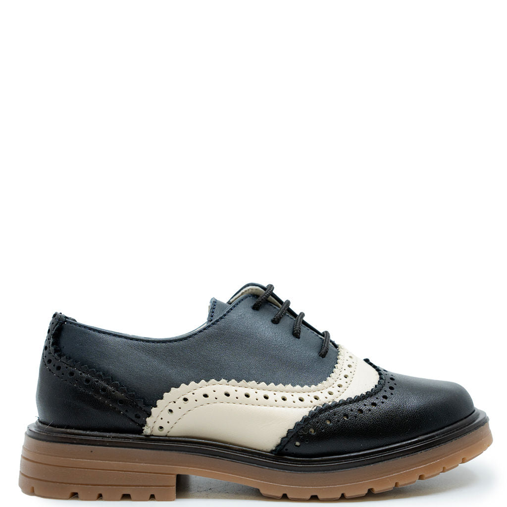 Sonatina Navy & Cream Wingtip Oxford Shoes for Men - Classic Dress Shoes for Business, Weddings & Formal Events
