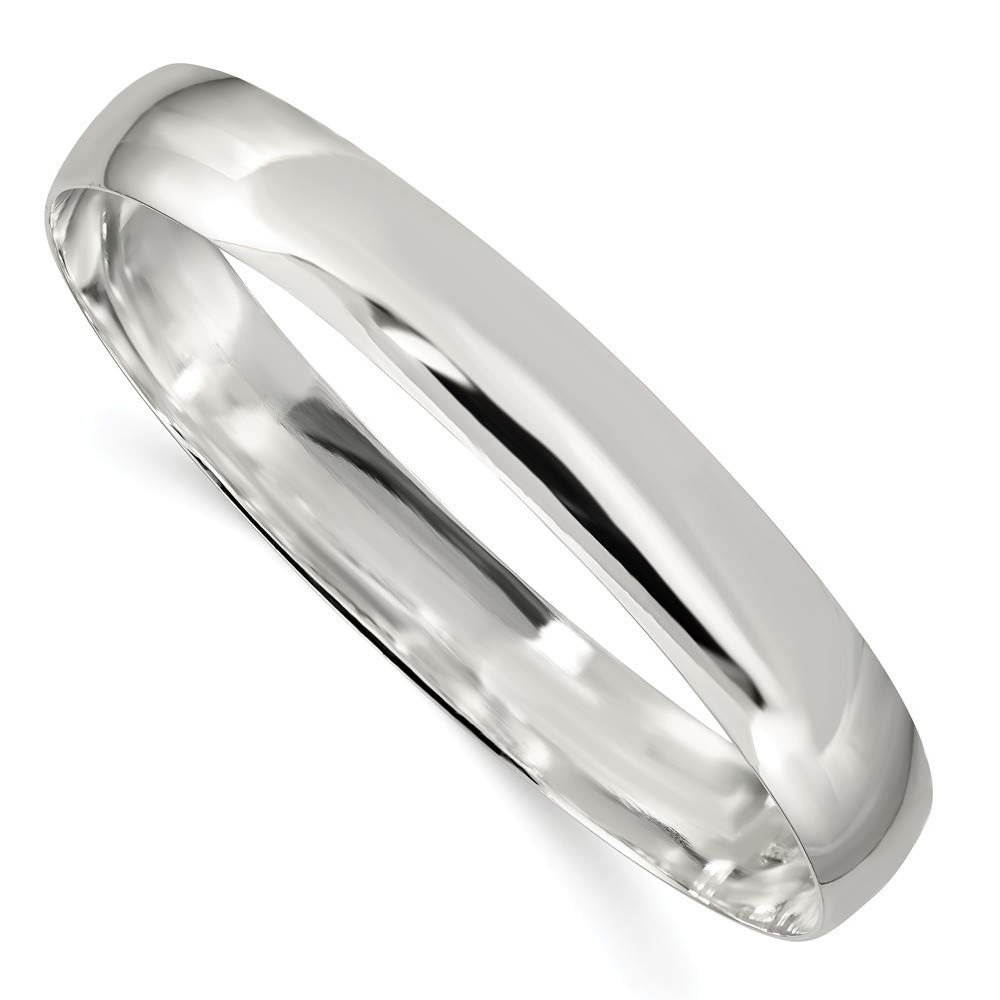Jewels By Lux Sterling Silver 9.75mm Solid Polished Plain Slip-On Bangle Bracelet for Women - Elegant Minimalist Jewelry for Everyday Wear, Office & Special Occasions