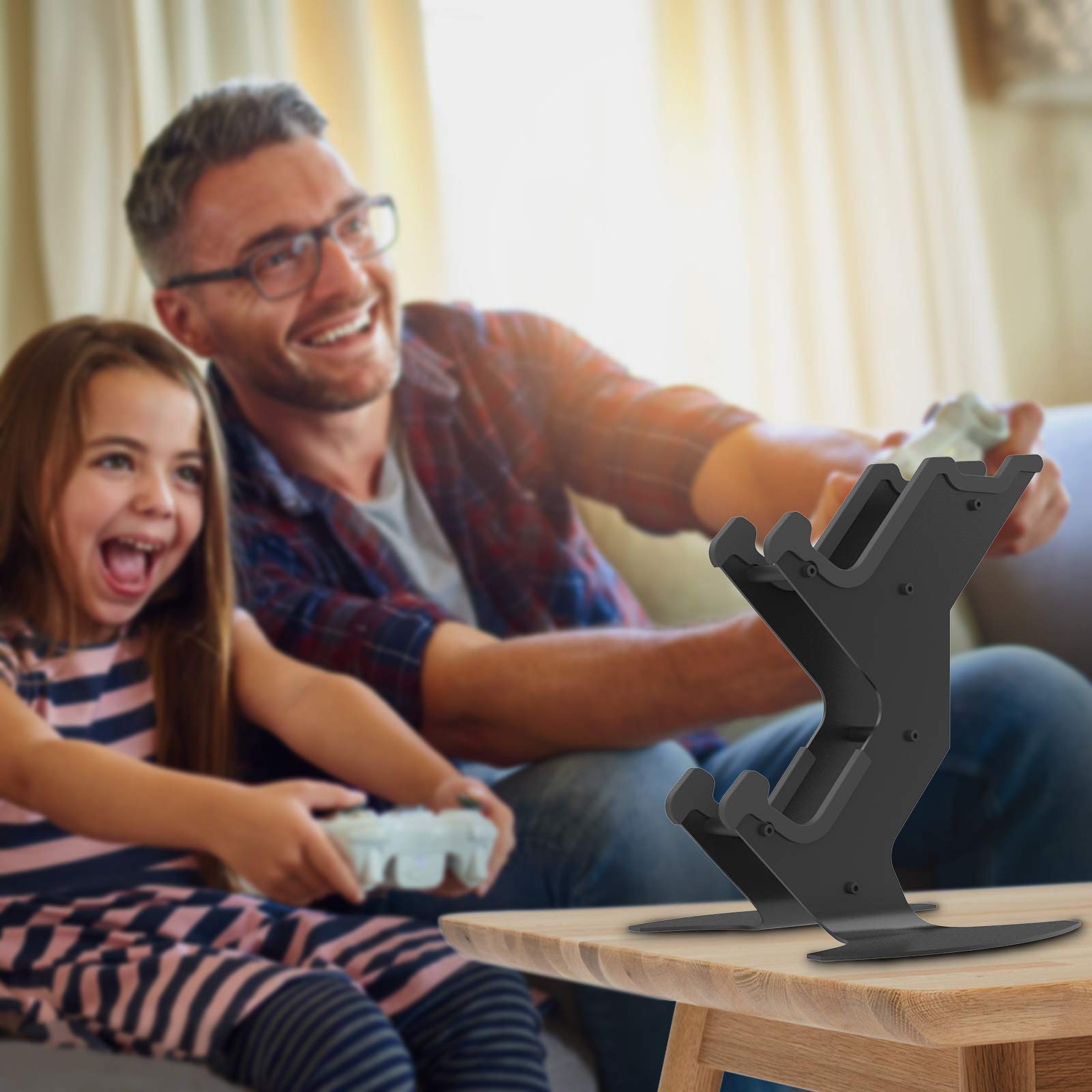Universal Gaming Controller Stand - Aluminum Metal Holder for PS5, PS4, Xbox Series X/S, Xbox One & Nintendo Switch | Headset Mount & Gamepad Organizer | Perfect for Gaming Setup & Desk Organization