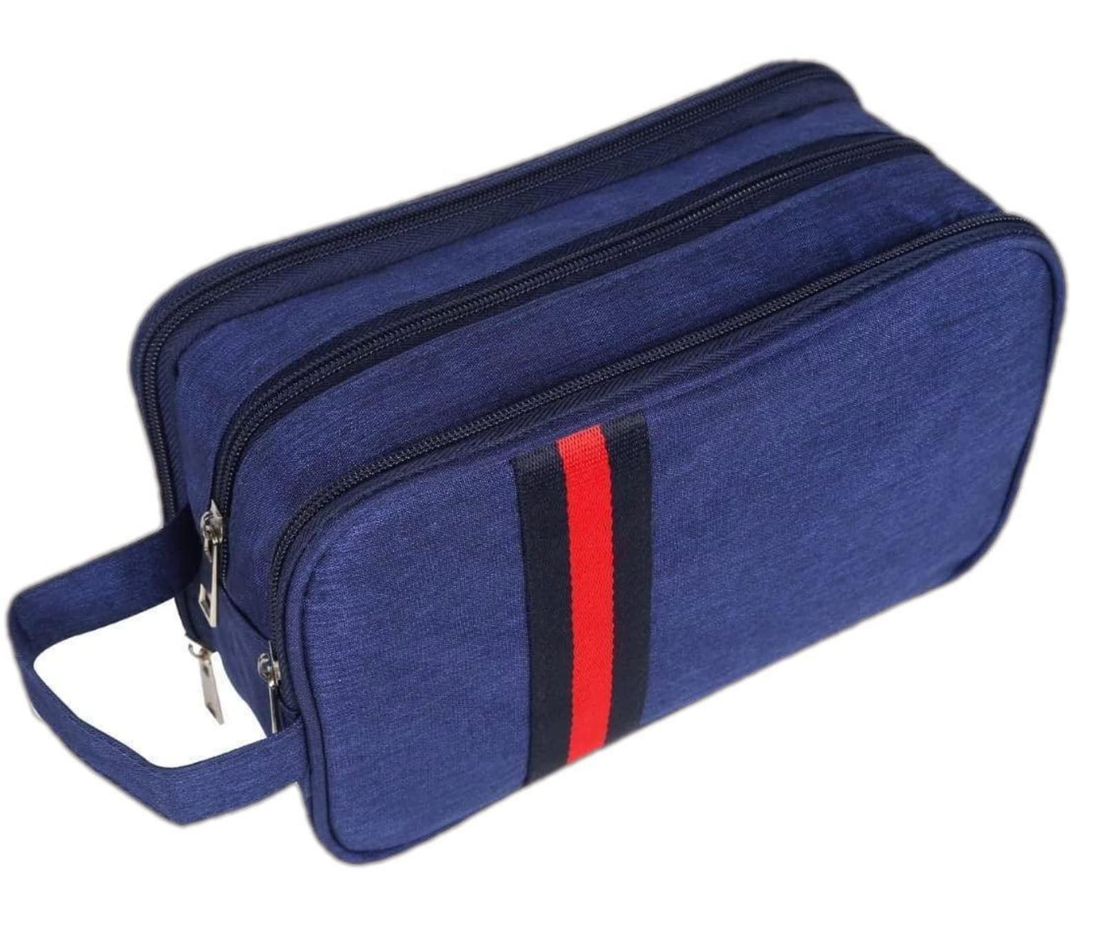 QBILY Men's Travel Toiletry Bag - Lightweight Waterproof Dopp Kit for Shaving & Bathroom Essentials, Portable Organizer for Men, Boys & Kids - Perfect for Camping, Gym & Air Travel (Medium, Blue)