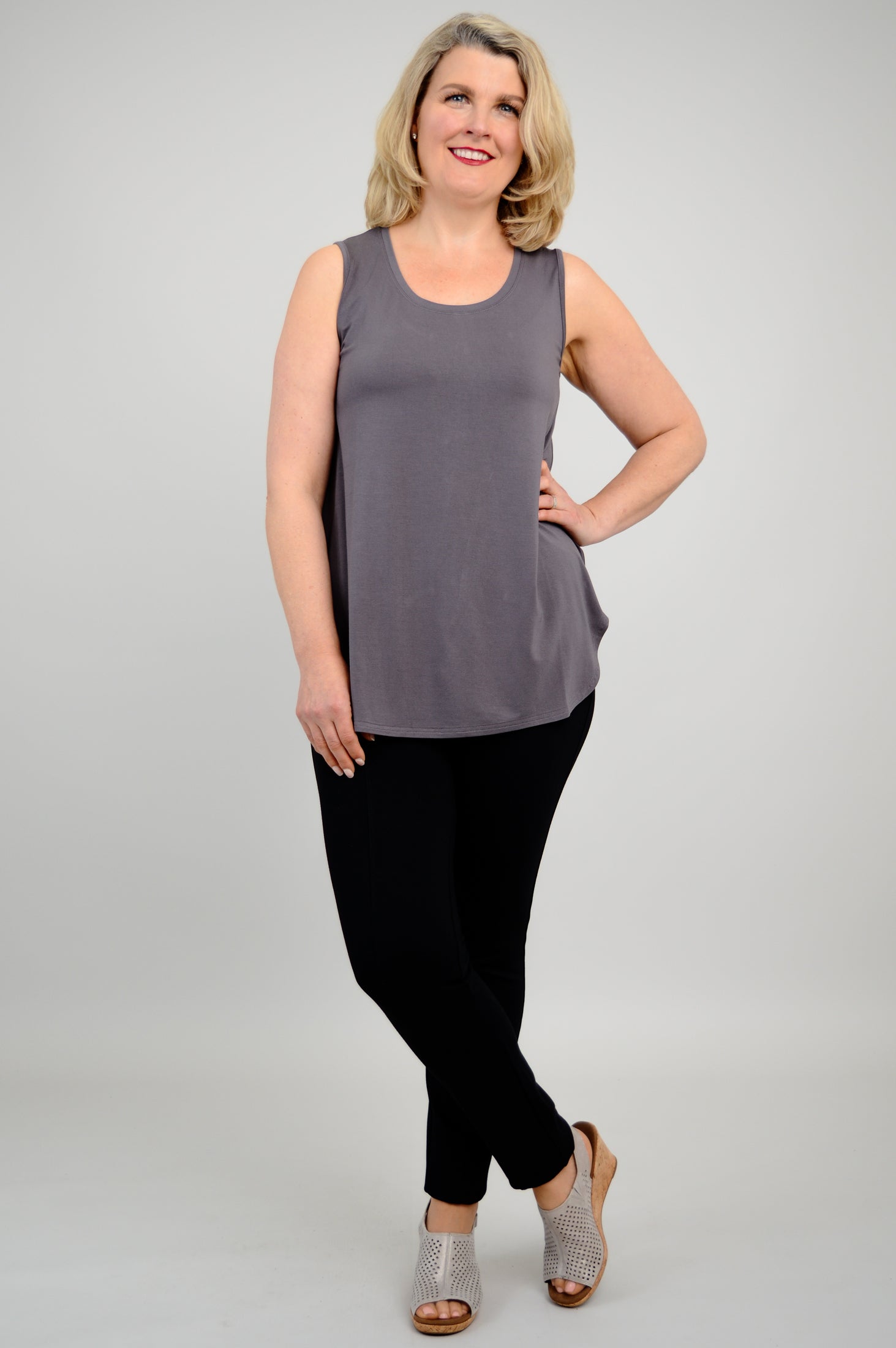 Stylish Charcoal Bamboo Jazz Tank Top for Women | Breathable & Comfortable | Perfect for Yoga, Gym & Casual Wear