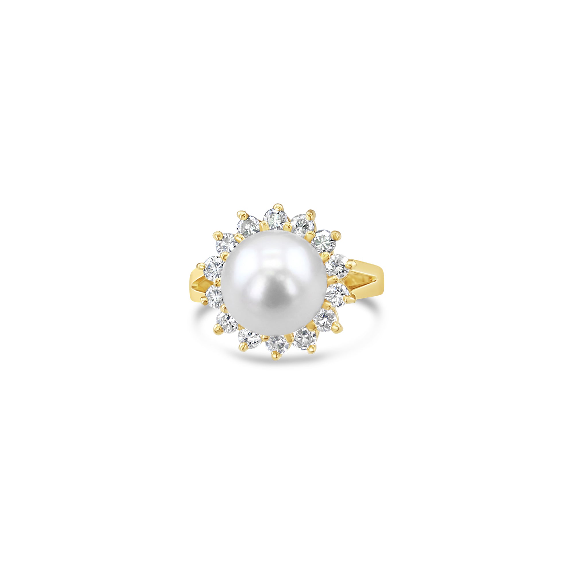14K Yellow Gold Freshwater Pearl & Diamond Ring - 0.50cttw, Elegant Jewelry for Weddings, Anniversaries & Special Occasions