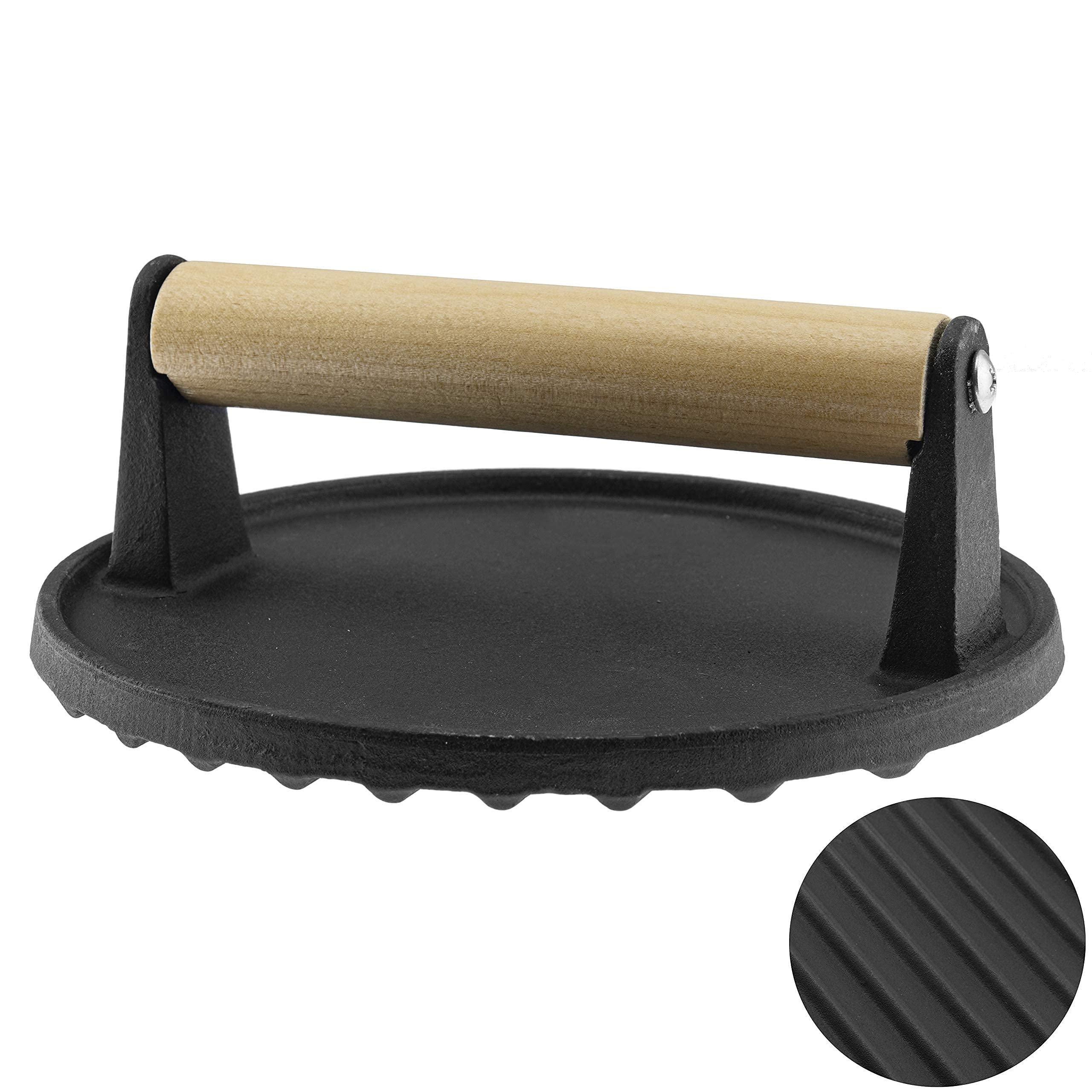 Premium Enameled Cast Iron Bacon Press - 8